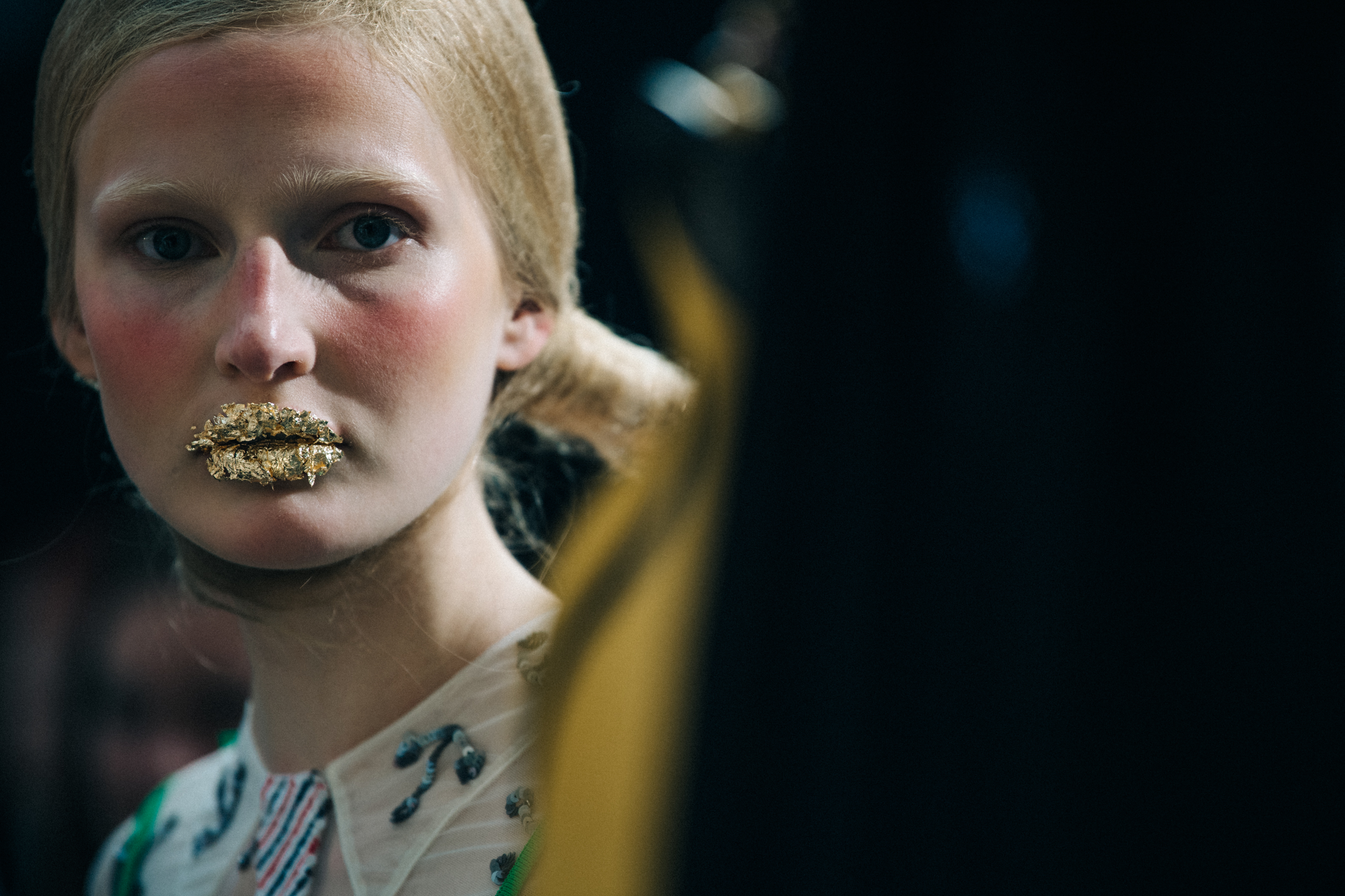 Leah Rodl backstage at Thom Browne
