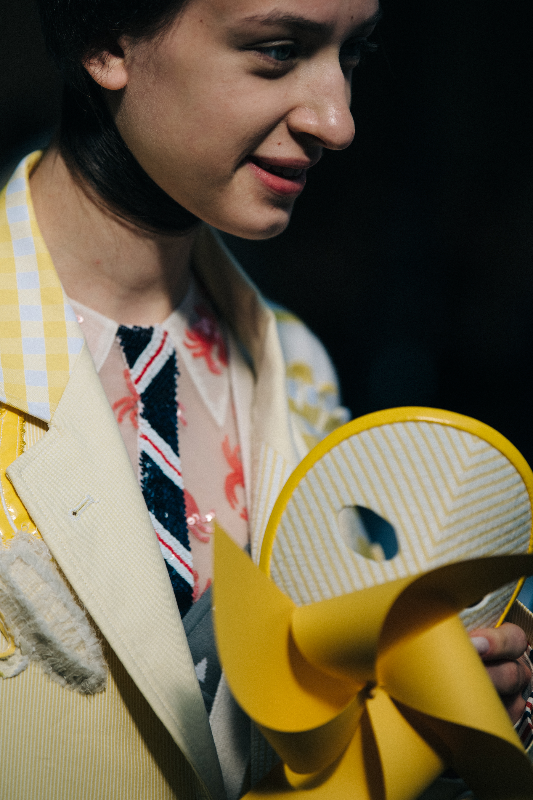 Models wearing colourful Thom Browne suits