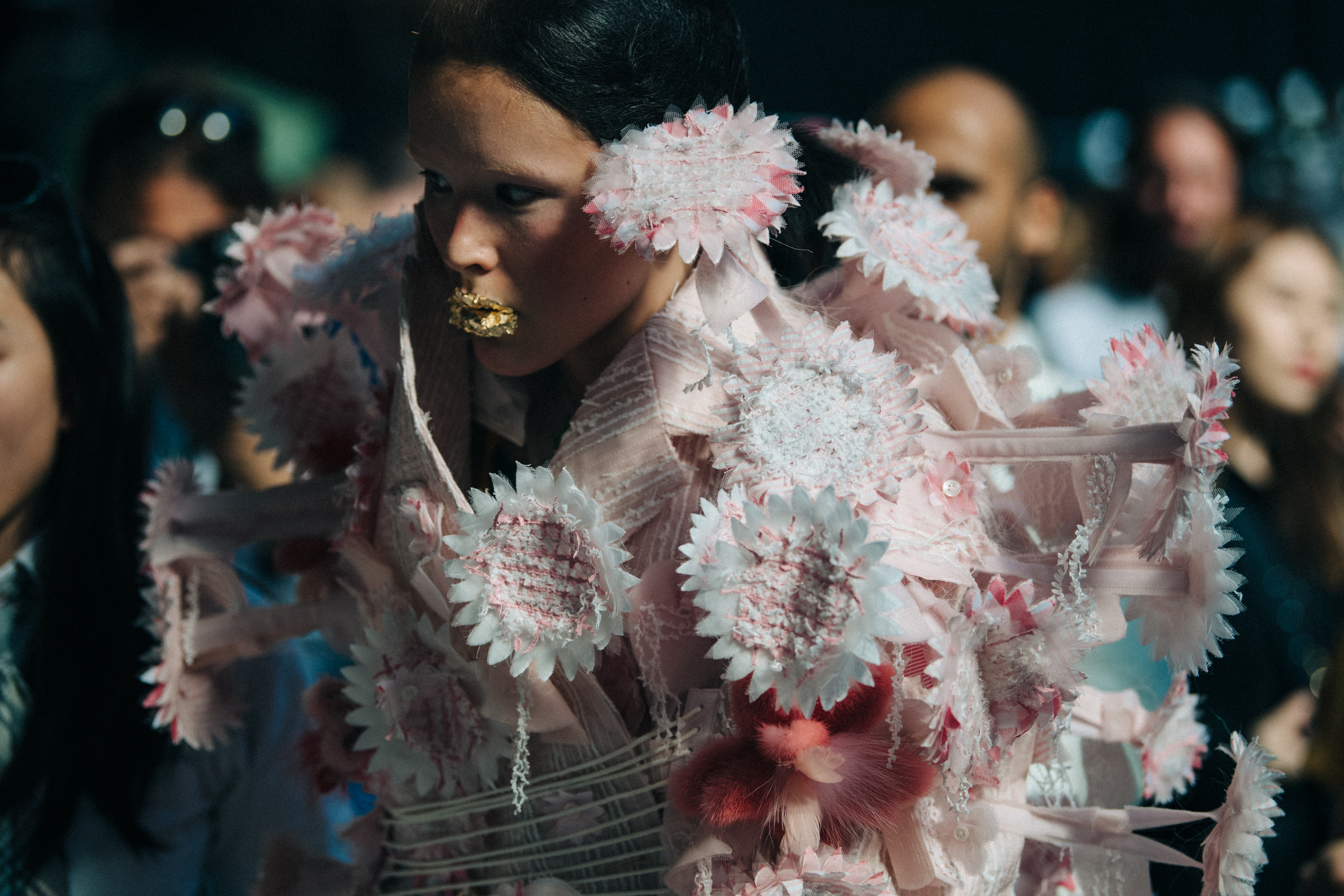 Kennah Lau backstage at Thom Browne
