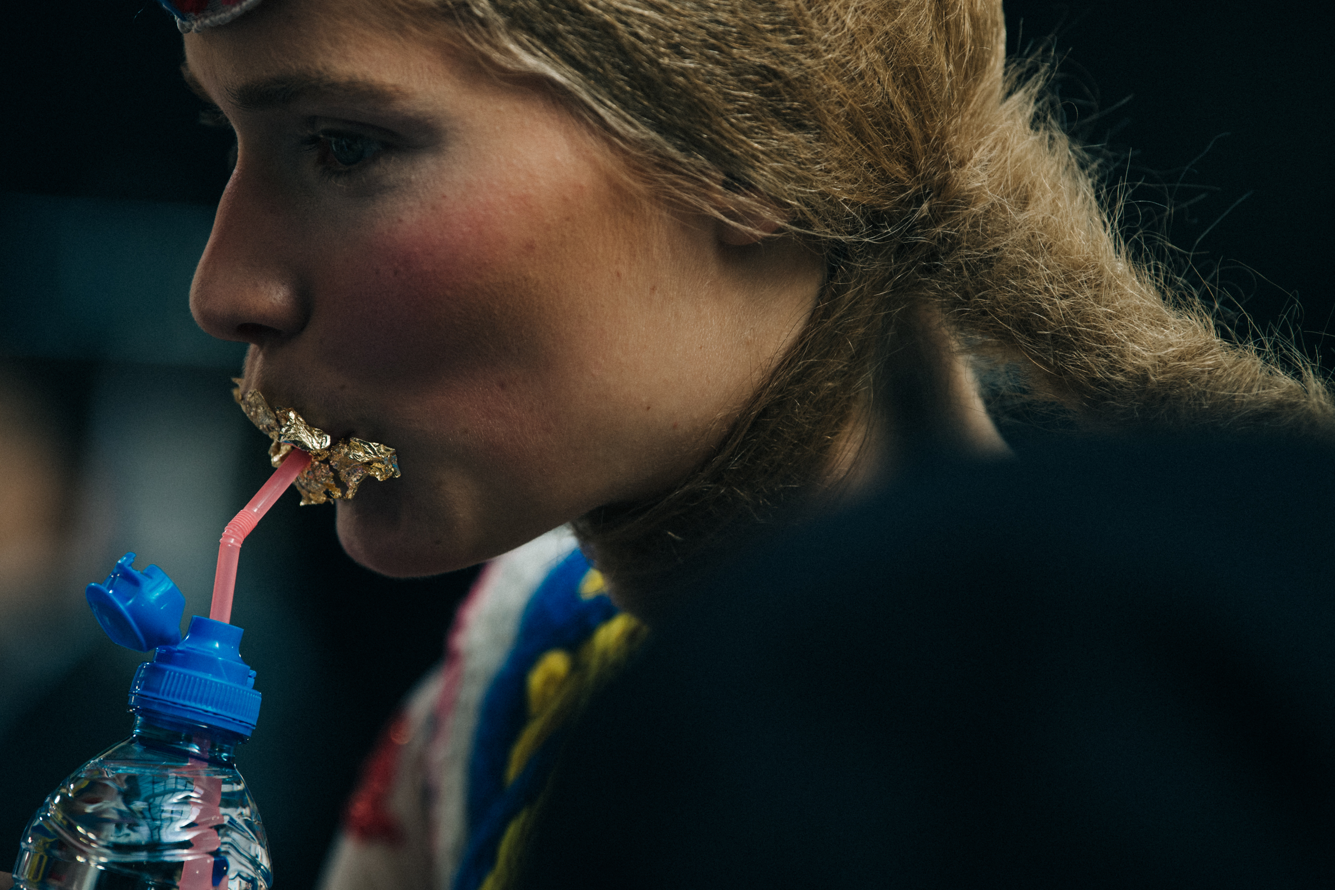 Kirstin Liljegren backstage at Thom Browne