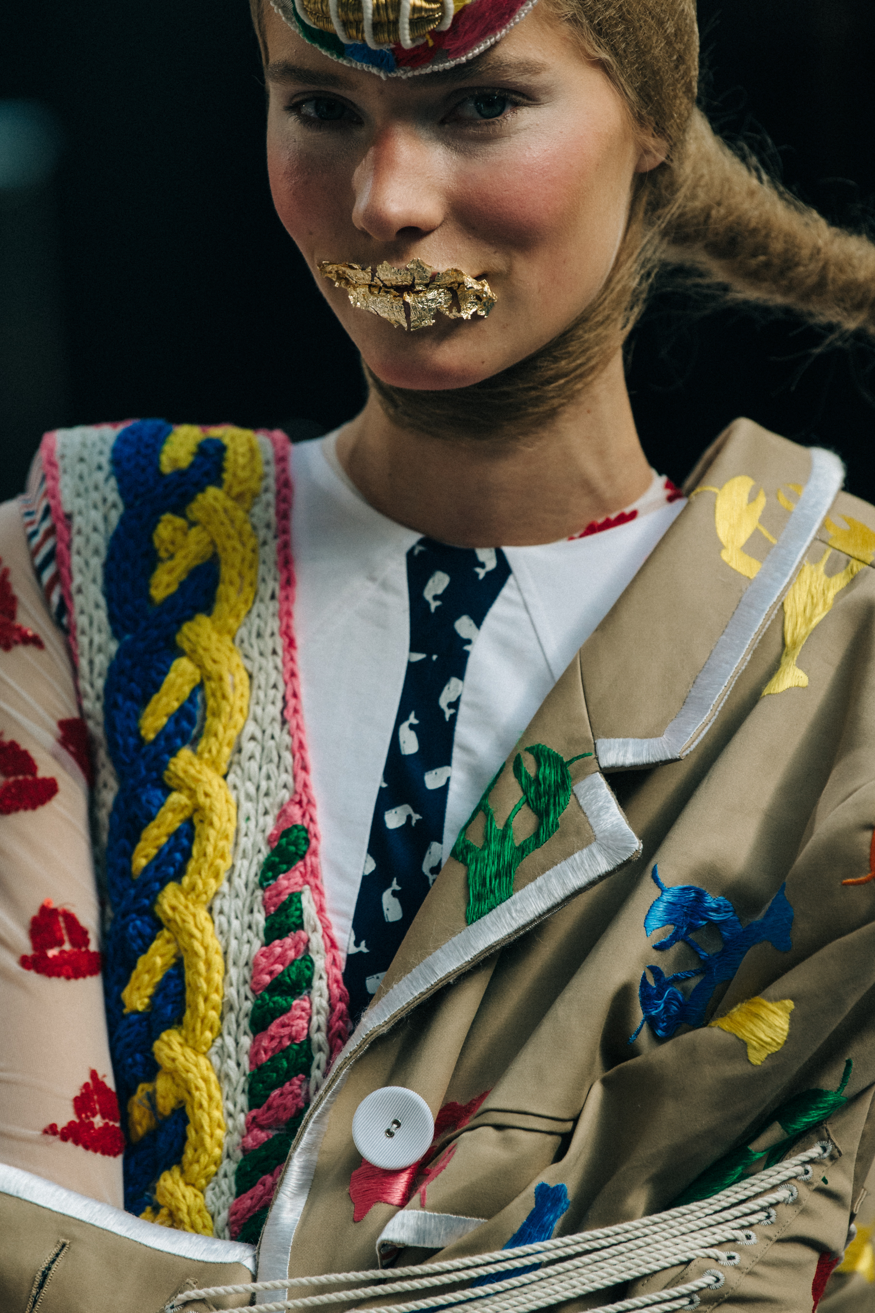 Kirstin Liljegren backstage at Thom Browne