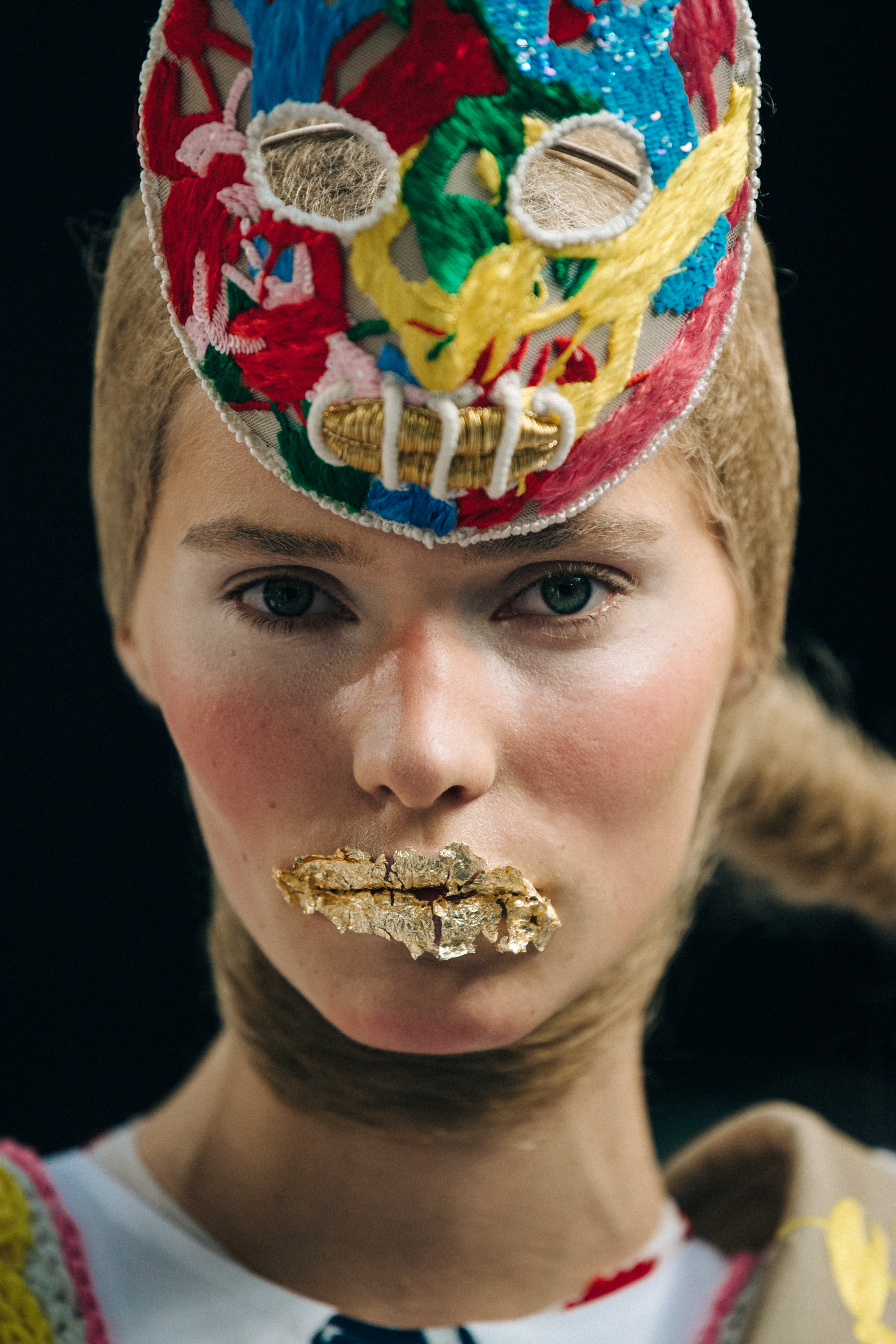 Kirstin Liljegren backstage at Thom Browne