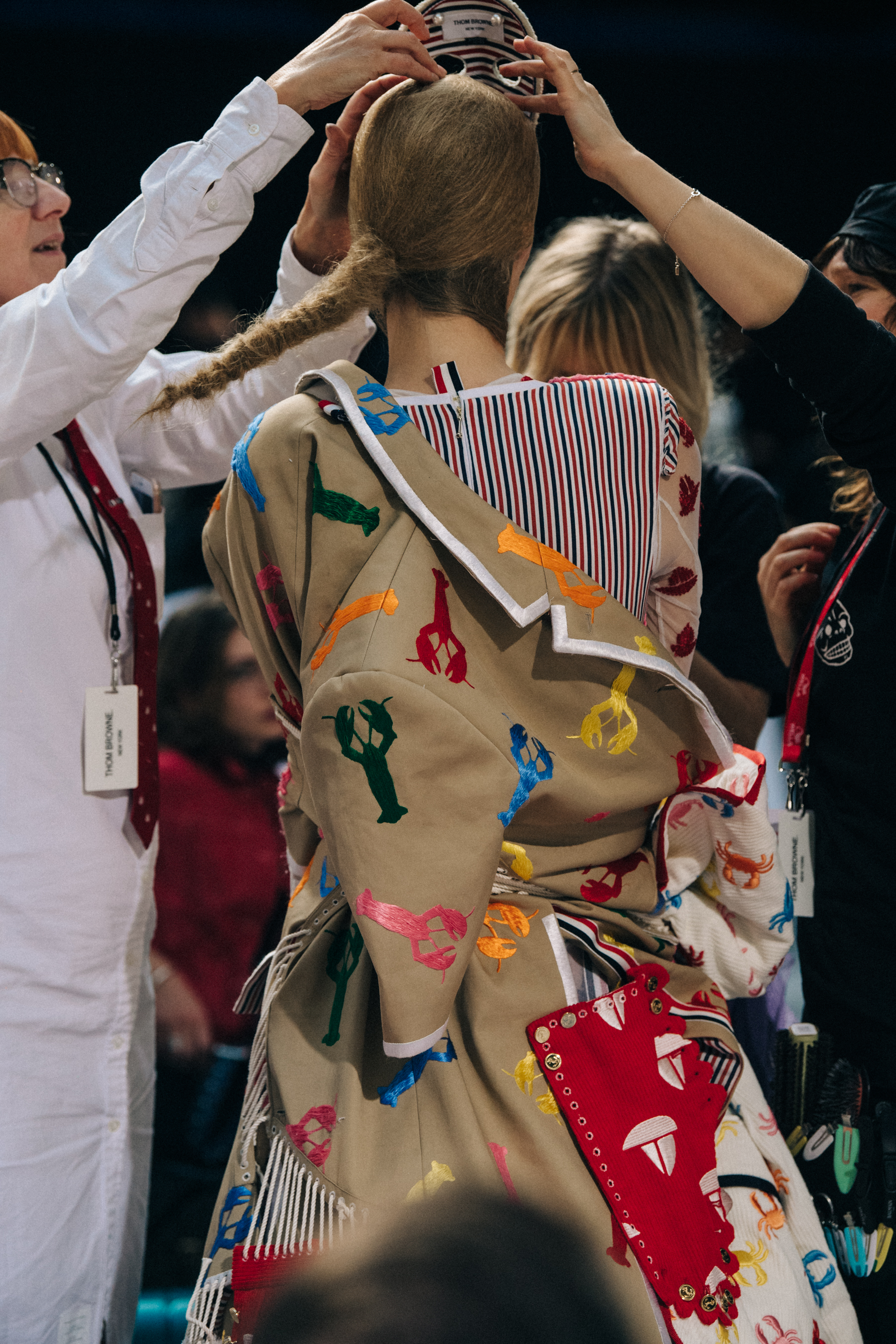 Kirstin Liljegren backstage at Thom Browne