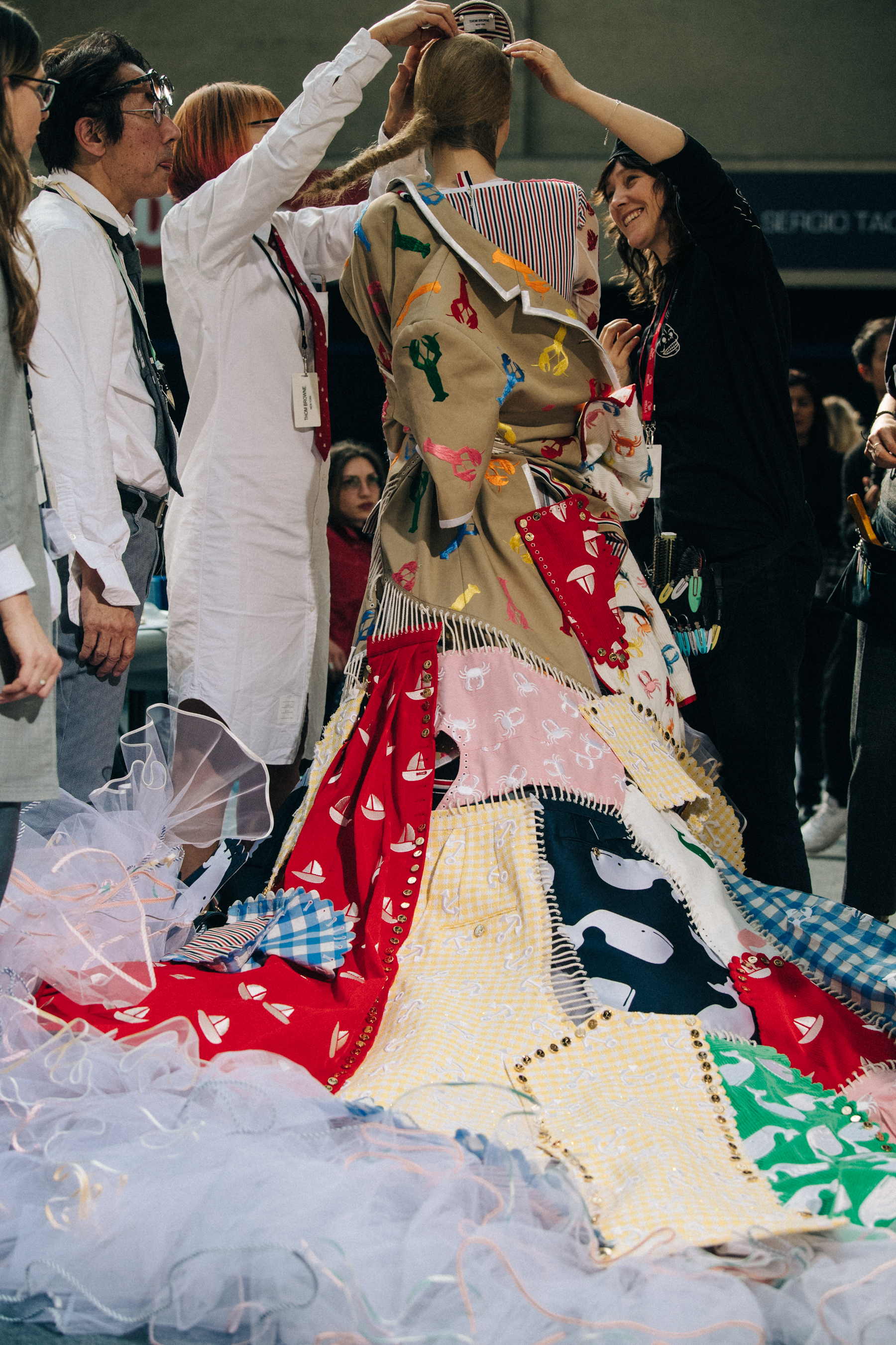 Kirstin Liljegren backstage at Thom Browne