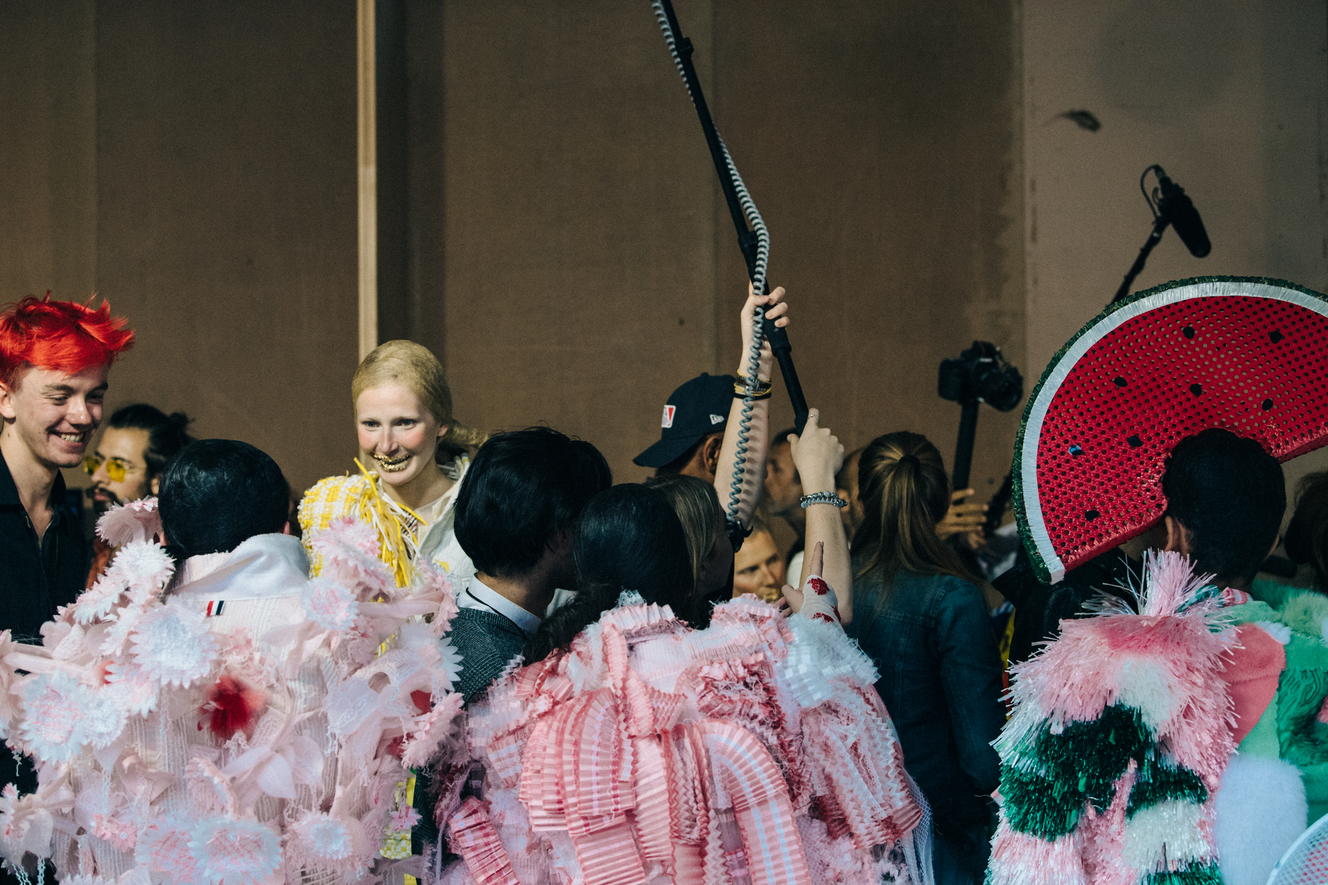 Kennah Lau backstage at Thom Browne