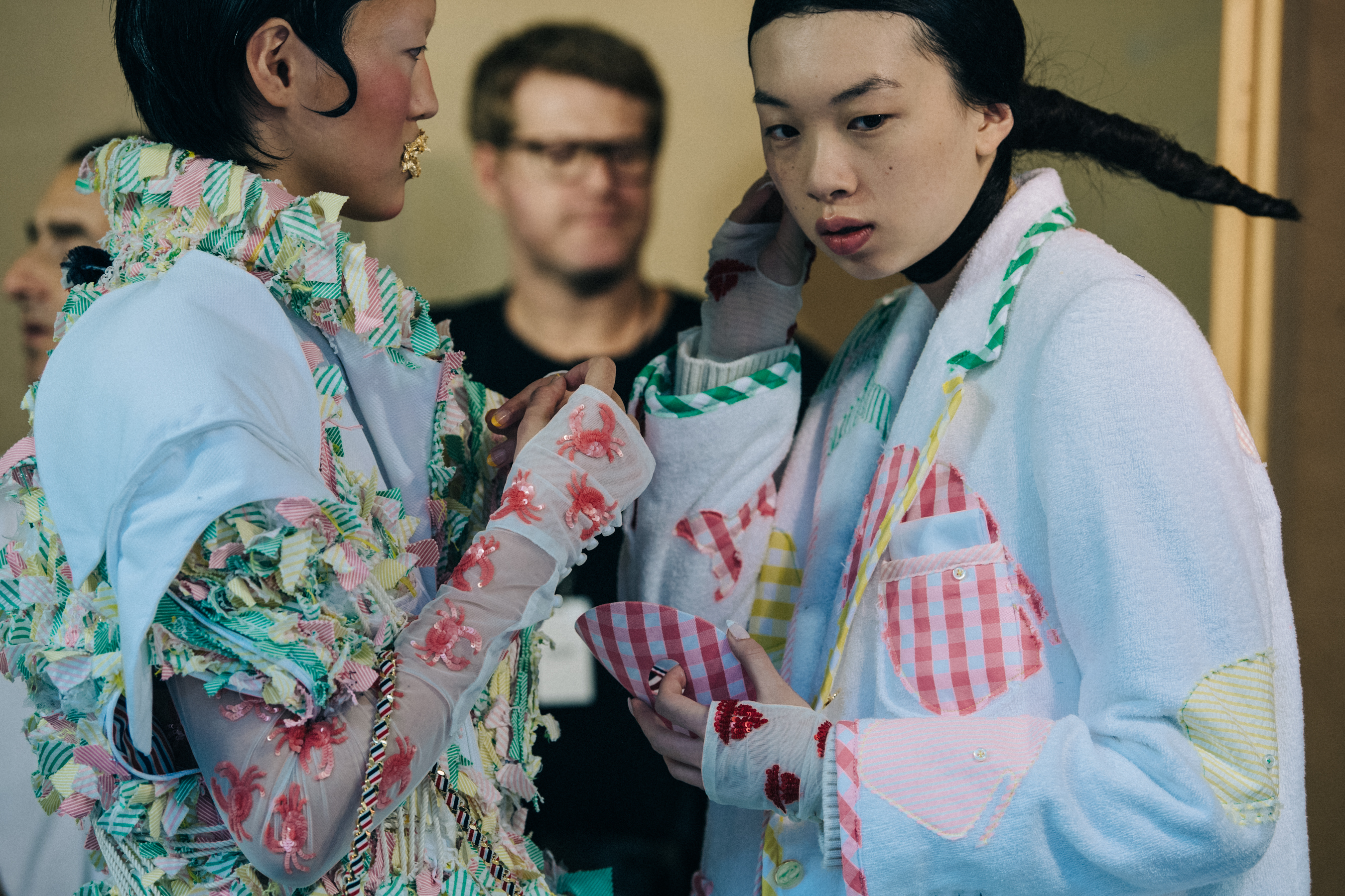Zhou Shu Jing backstage at Thom Browne