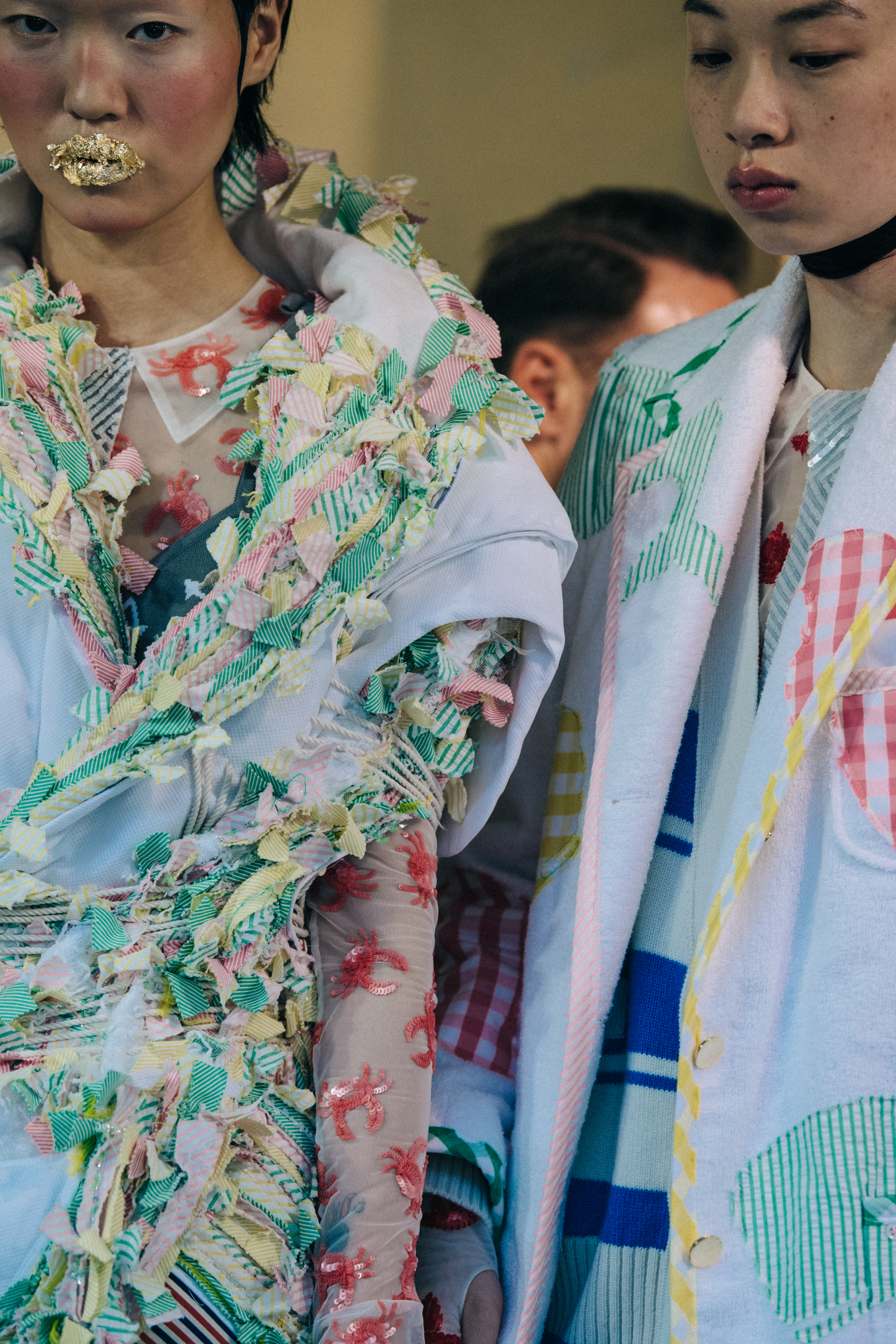 Zhou Shu Jing backstage at Thom Browne