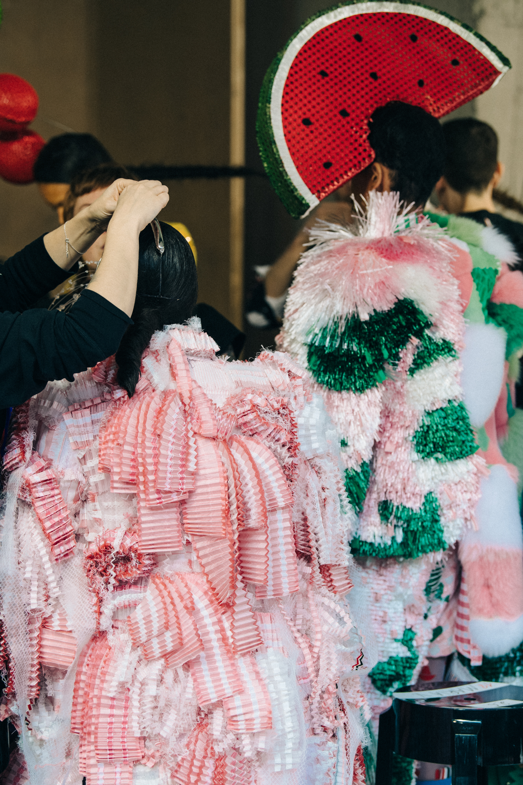 Kennah Lau backstage at Thom Browne