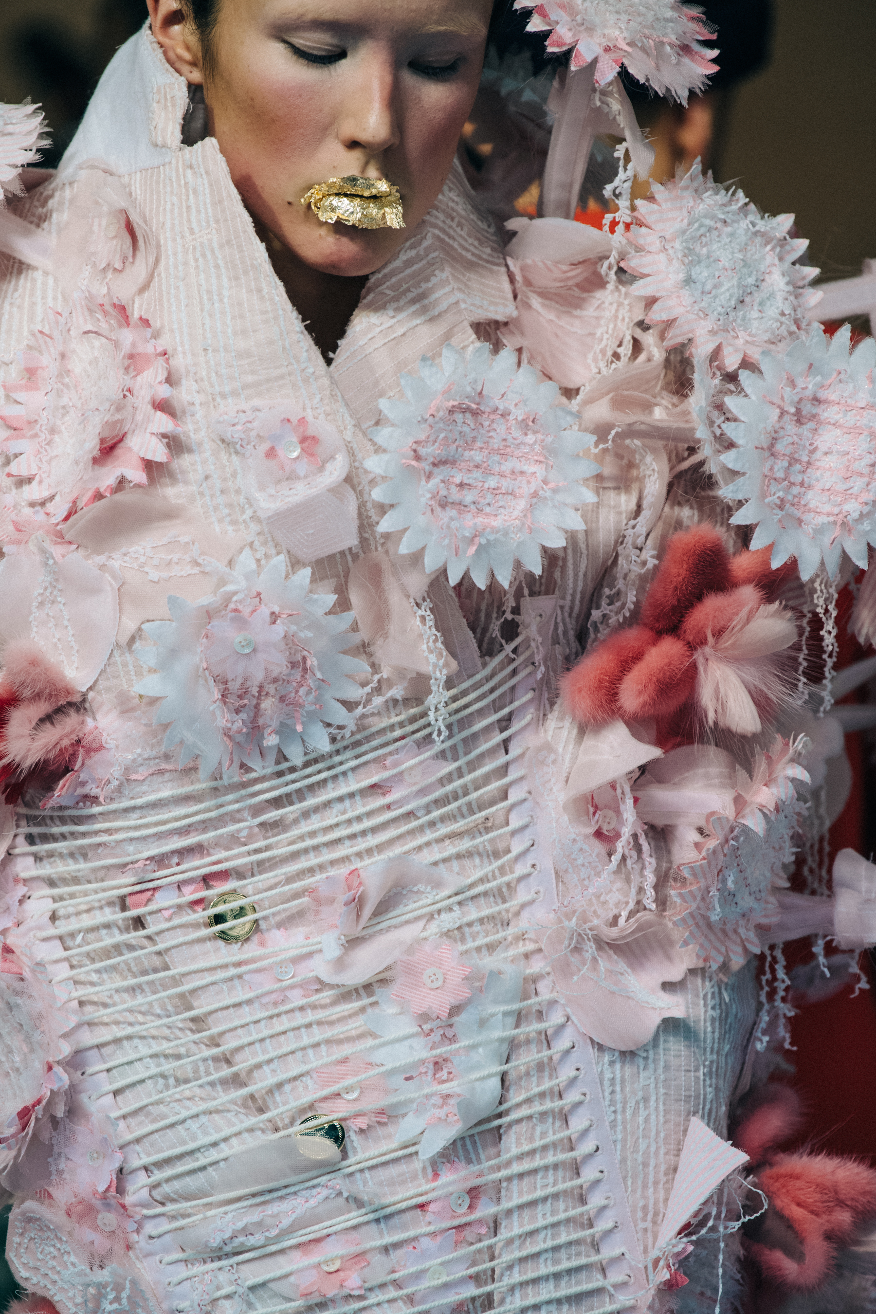 Kennah Lau backstage at Thom Browne