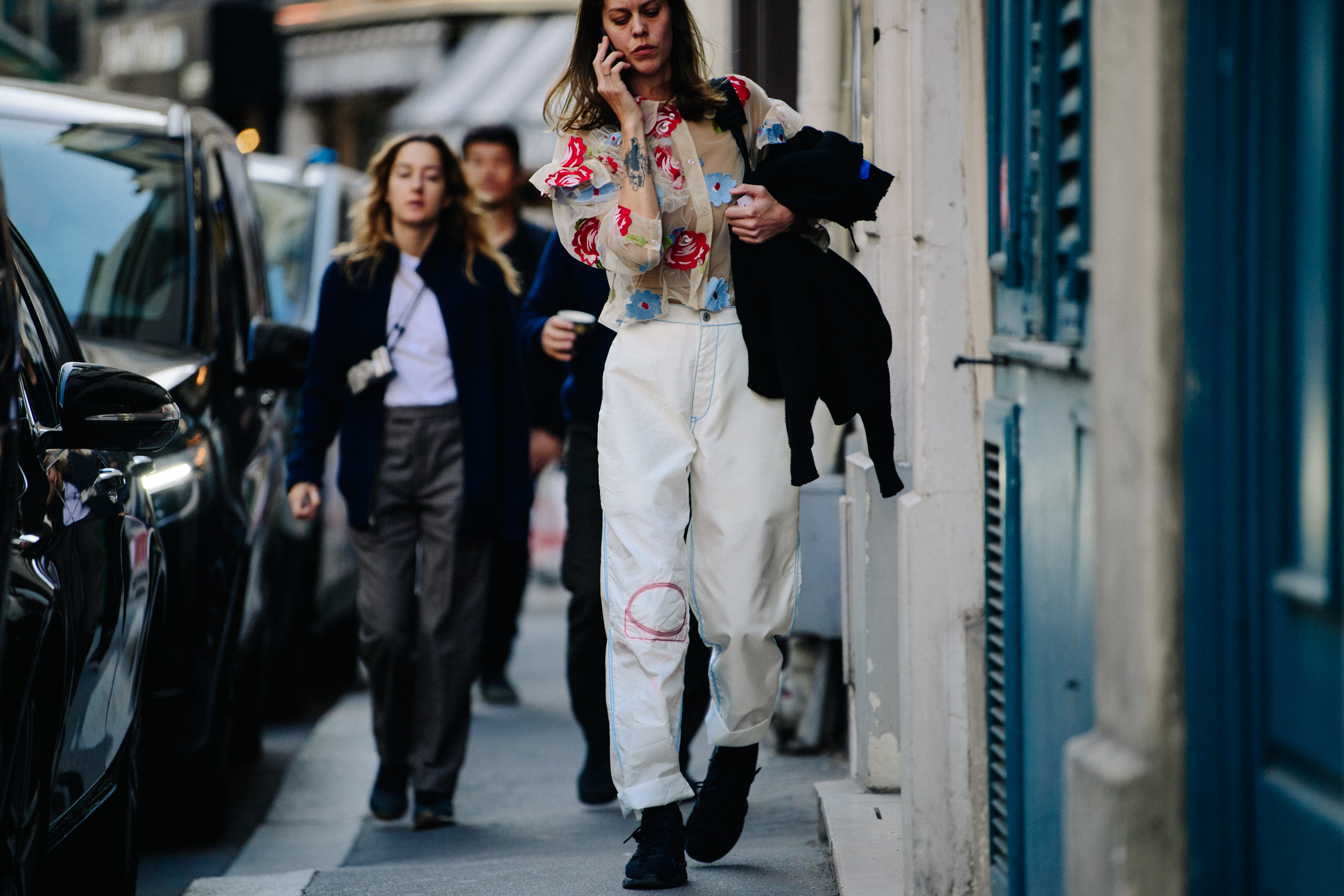 Woman wearing floral shirt