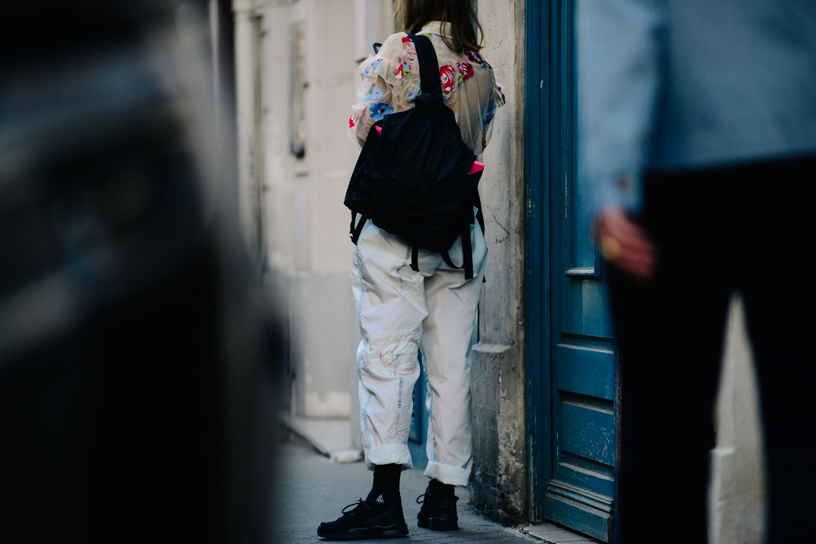 Woman wearing floral shirt