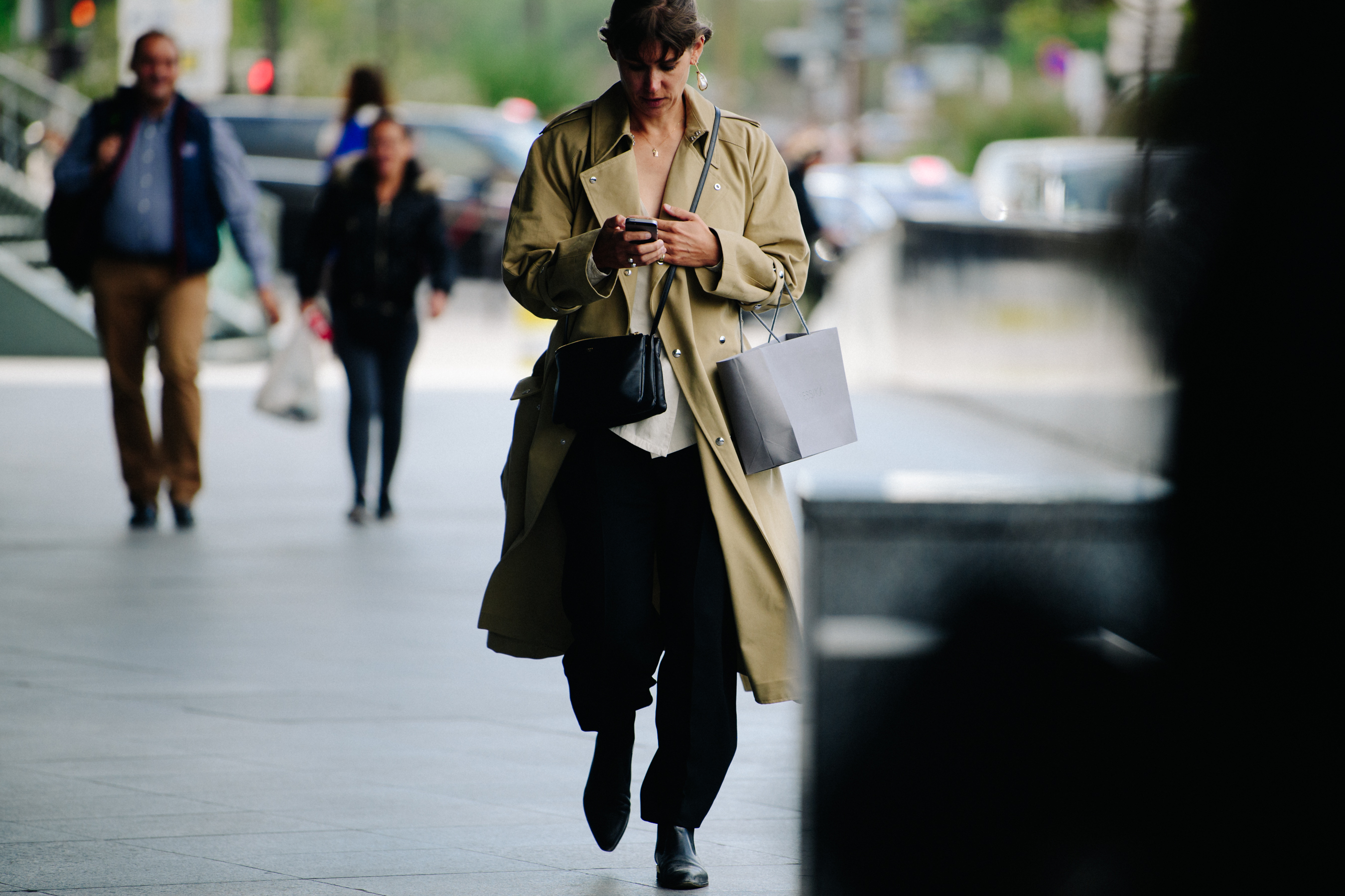 Woman wearing trench coat