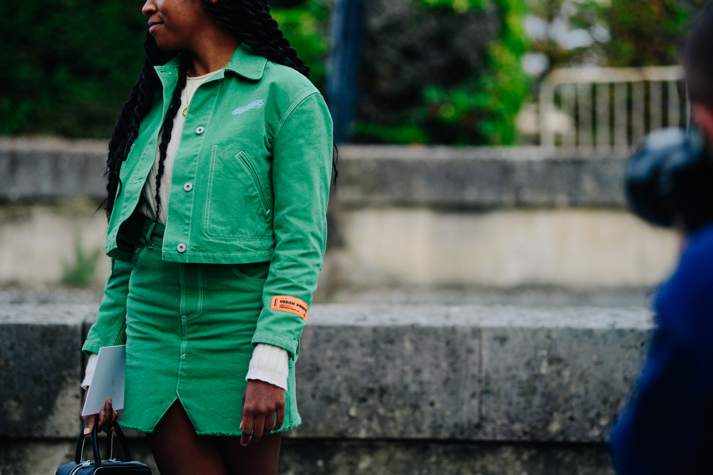Woman wearing green outfit