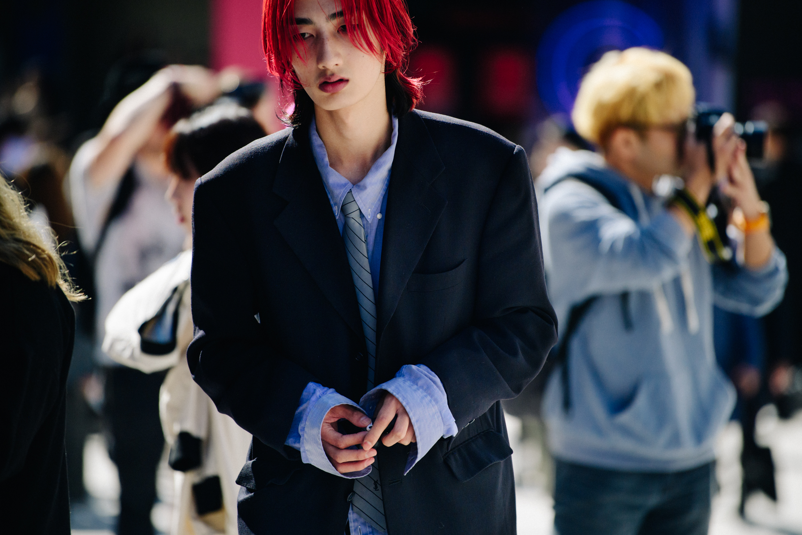 Man with long red hair