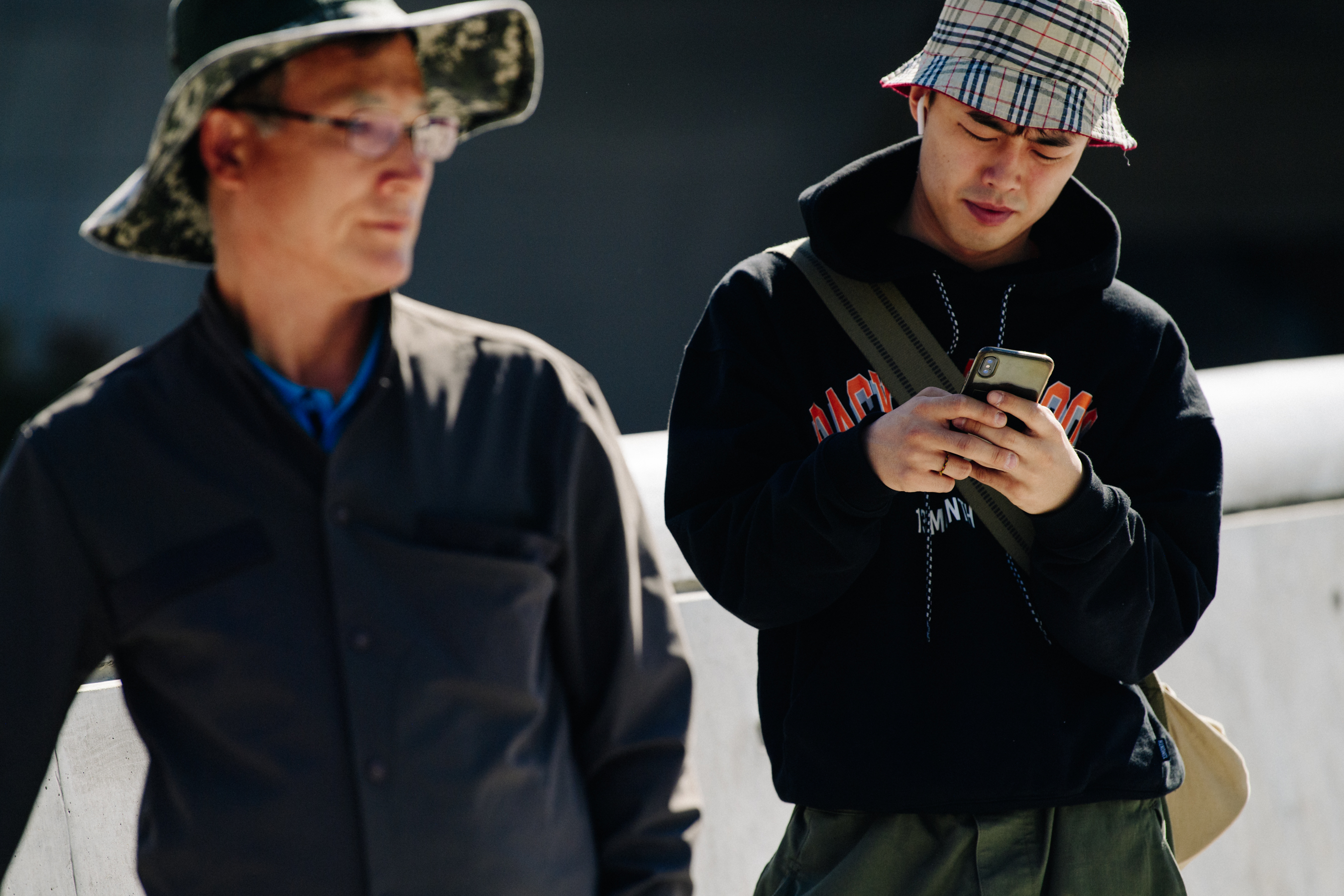 Man wearing check hat