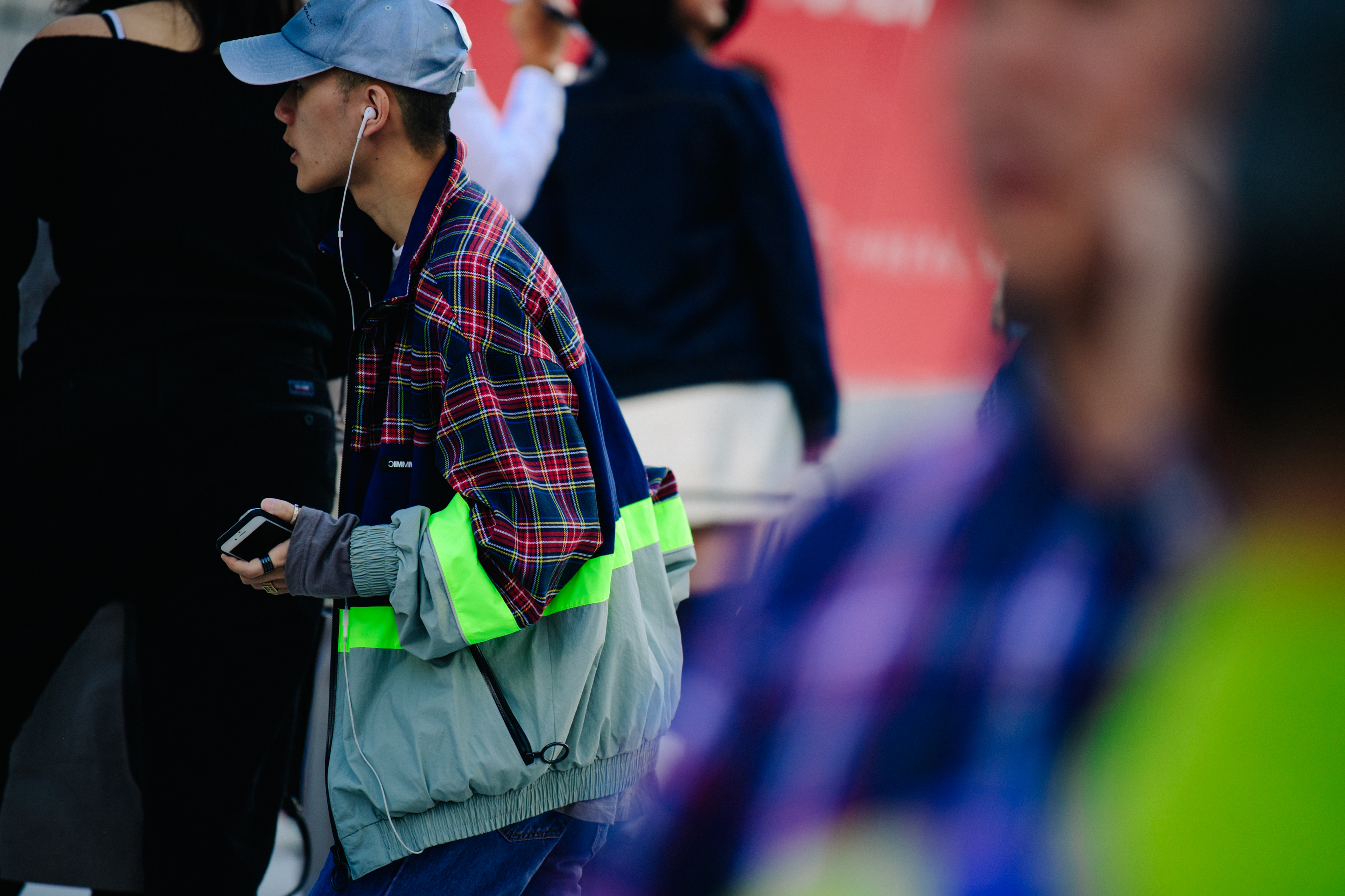Man wearing tartan jacket