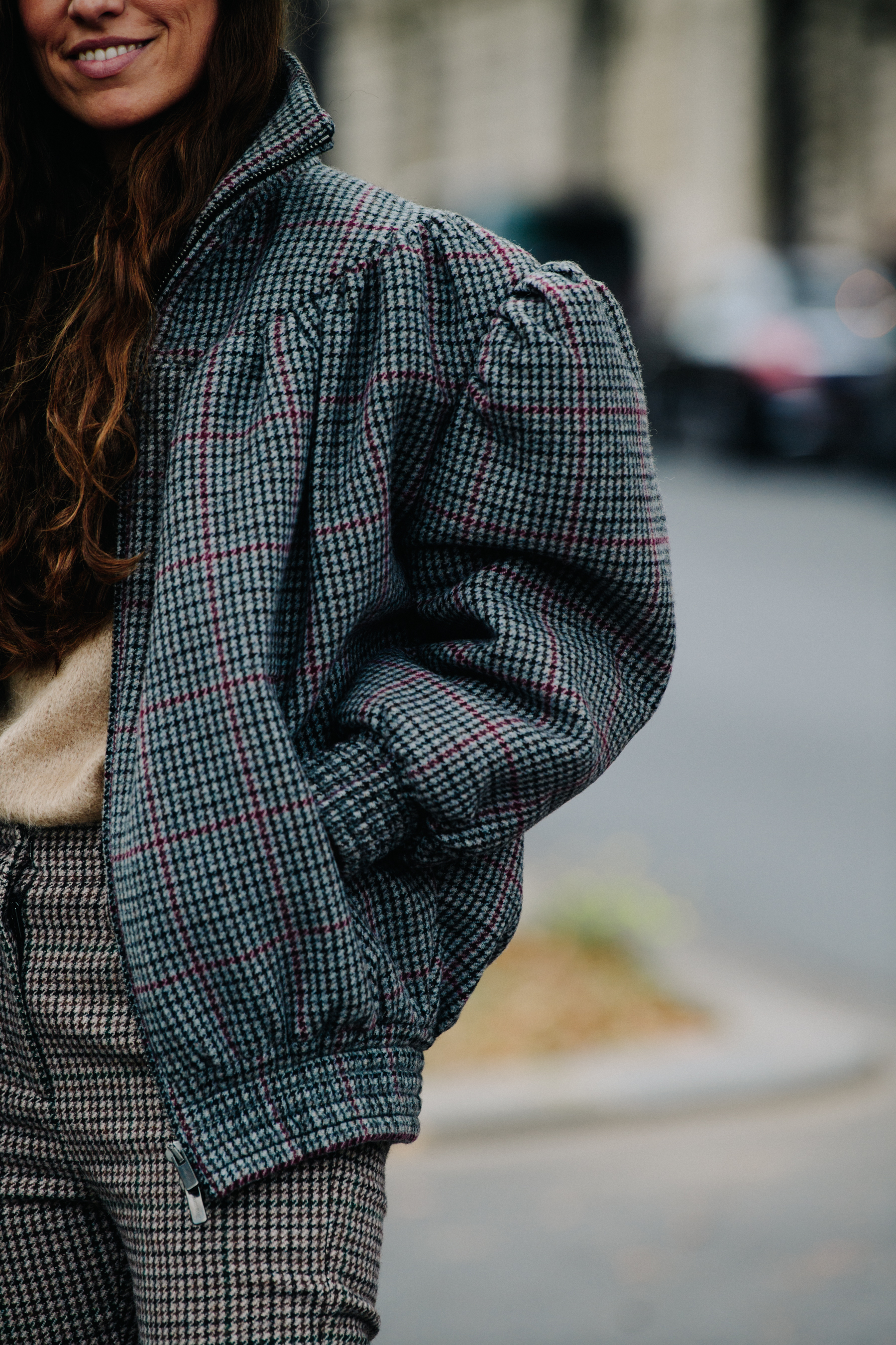 Woman wearing check outfit