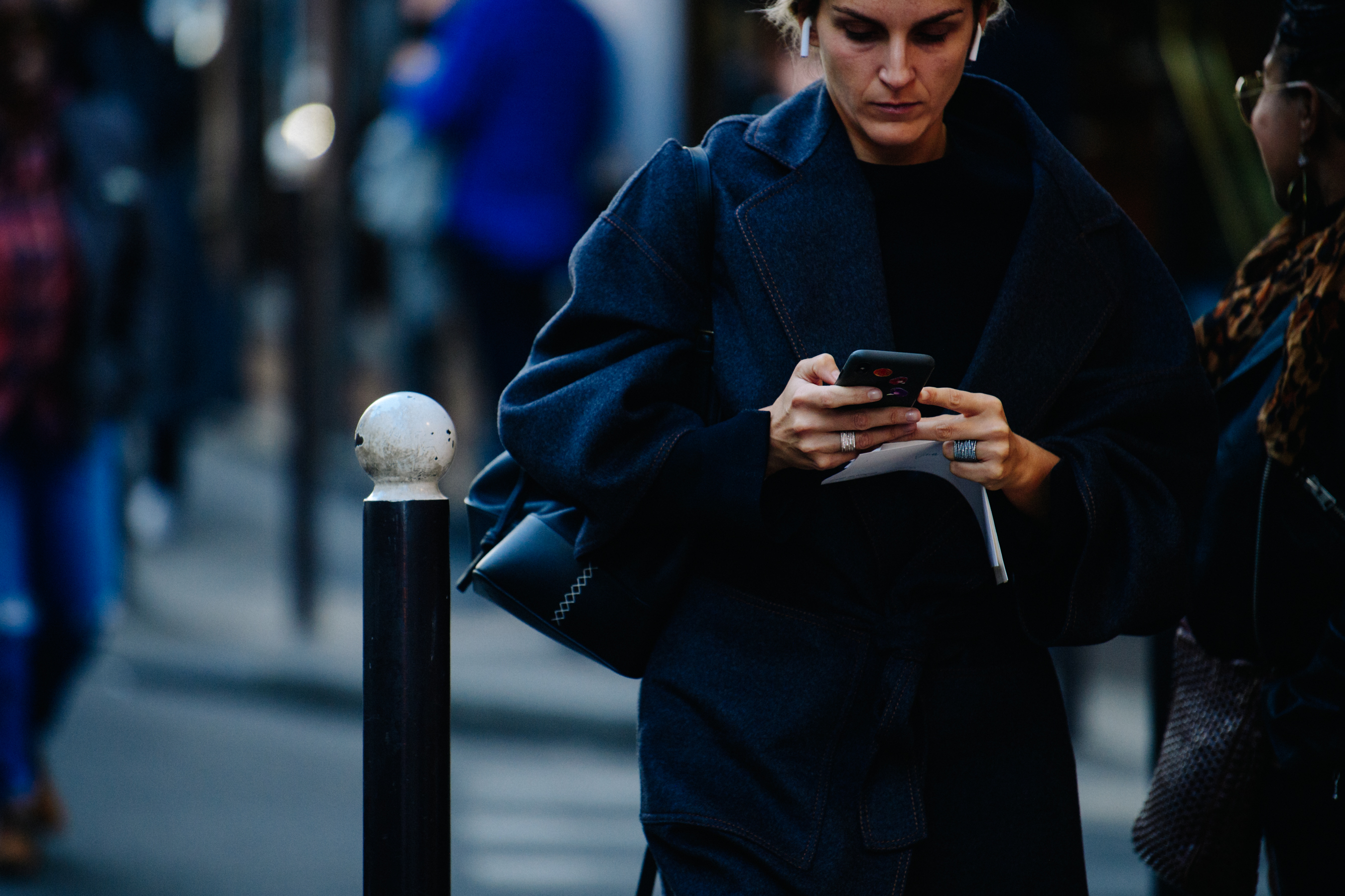 Woman wearing denim coat