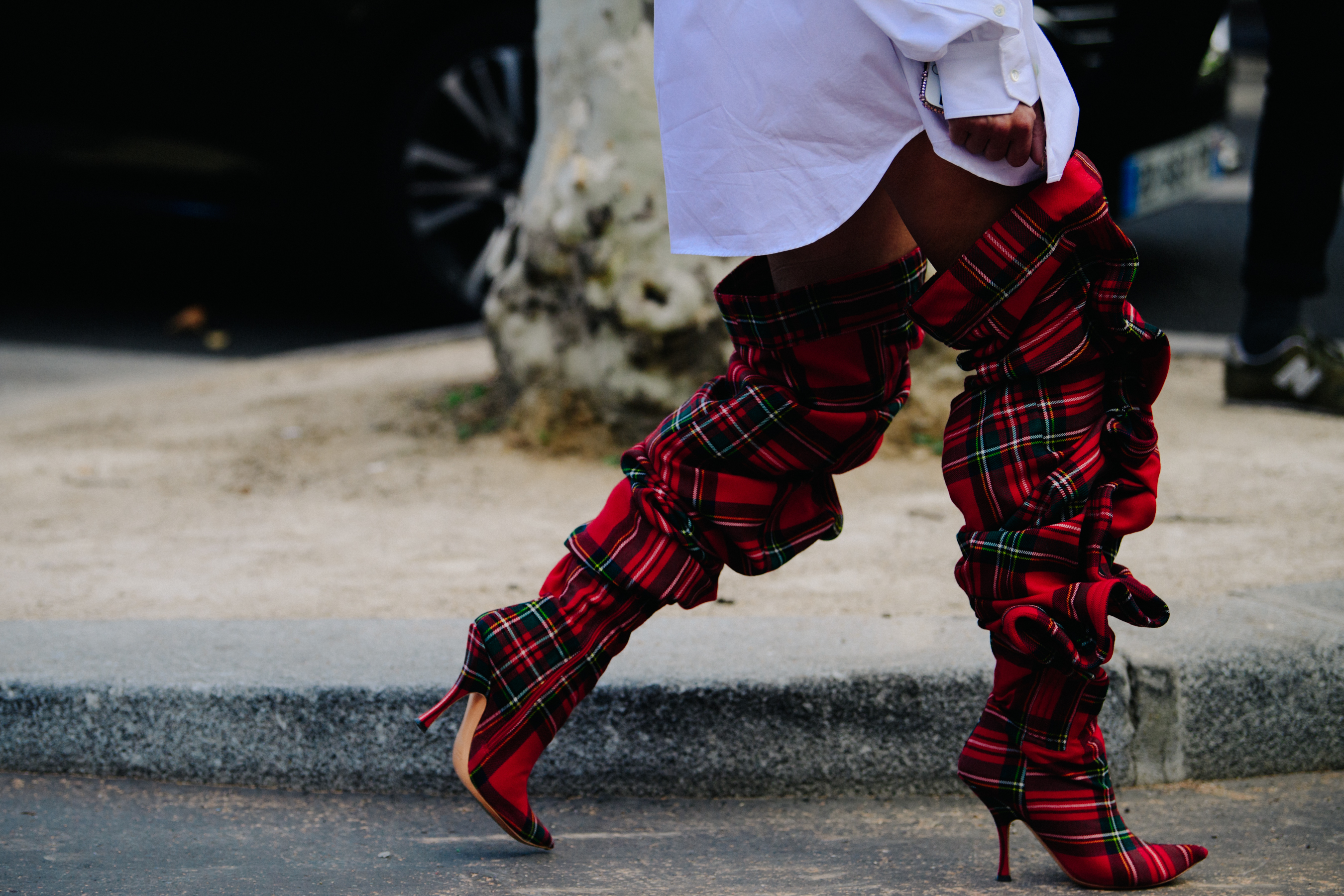 Woman wearing red Y/Project boots
