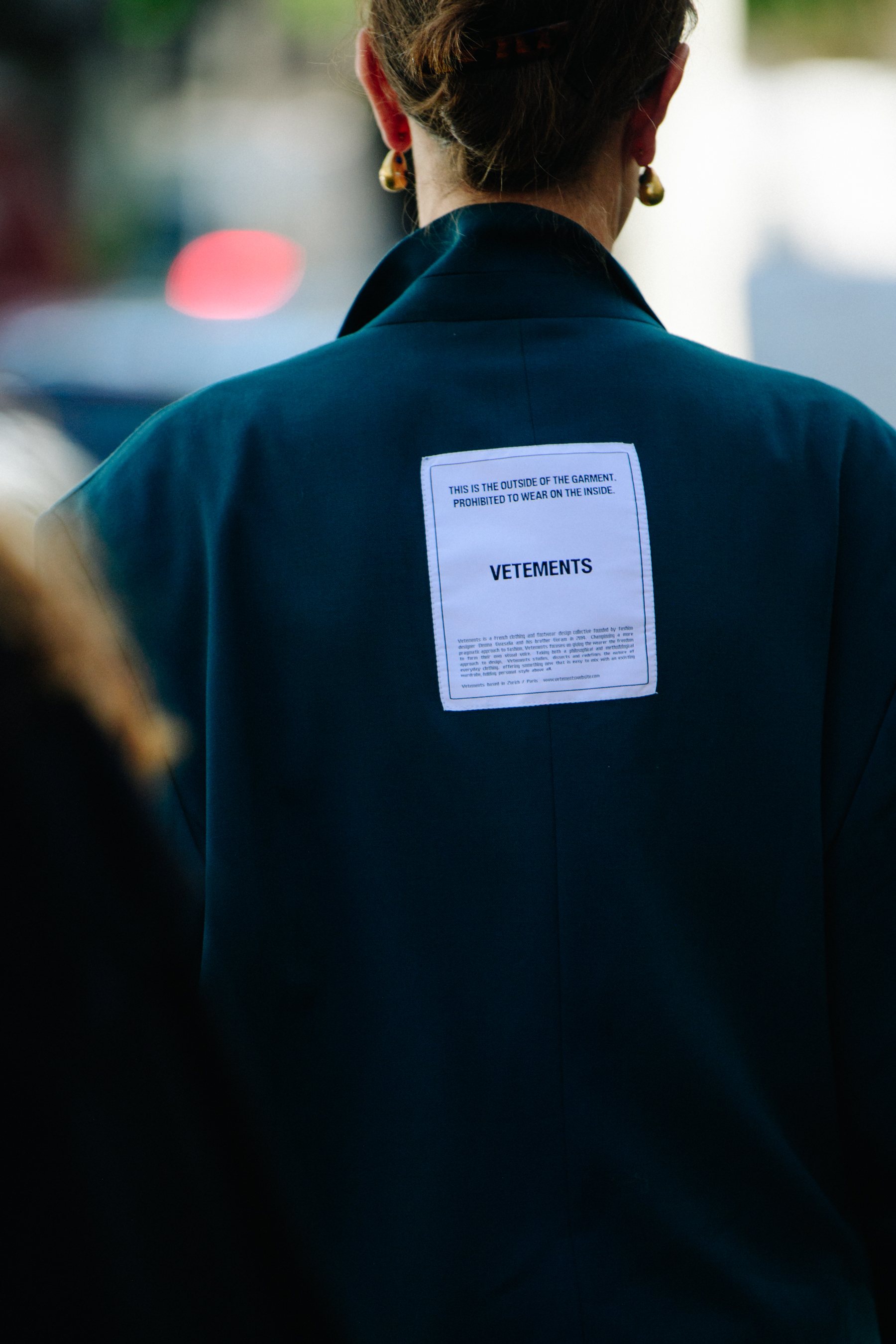 Editor wearing Vetements jacket