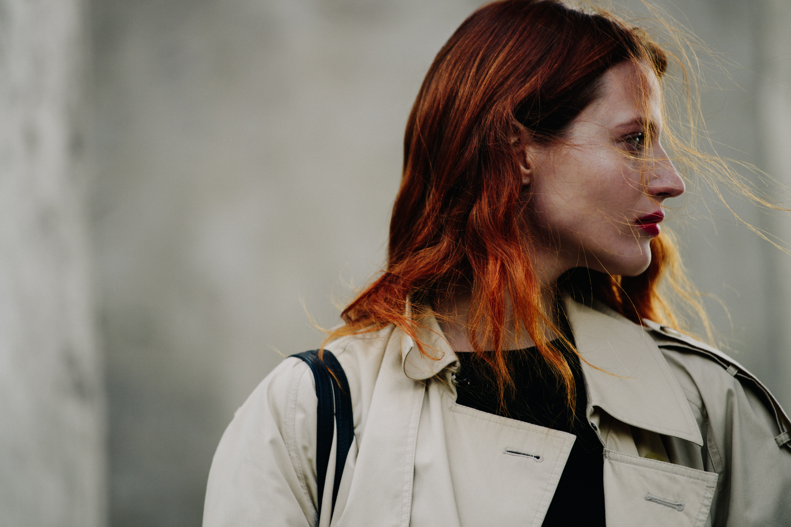 Model wearing trench coat