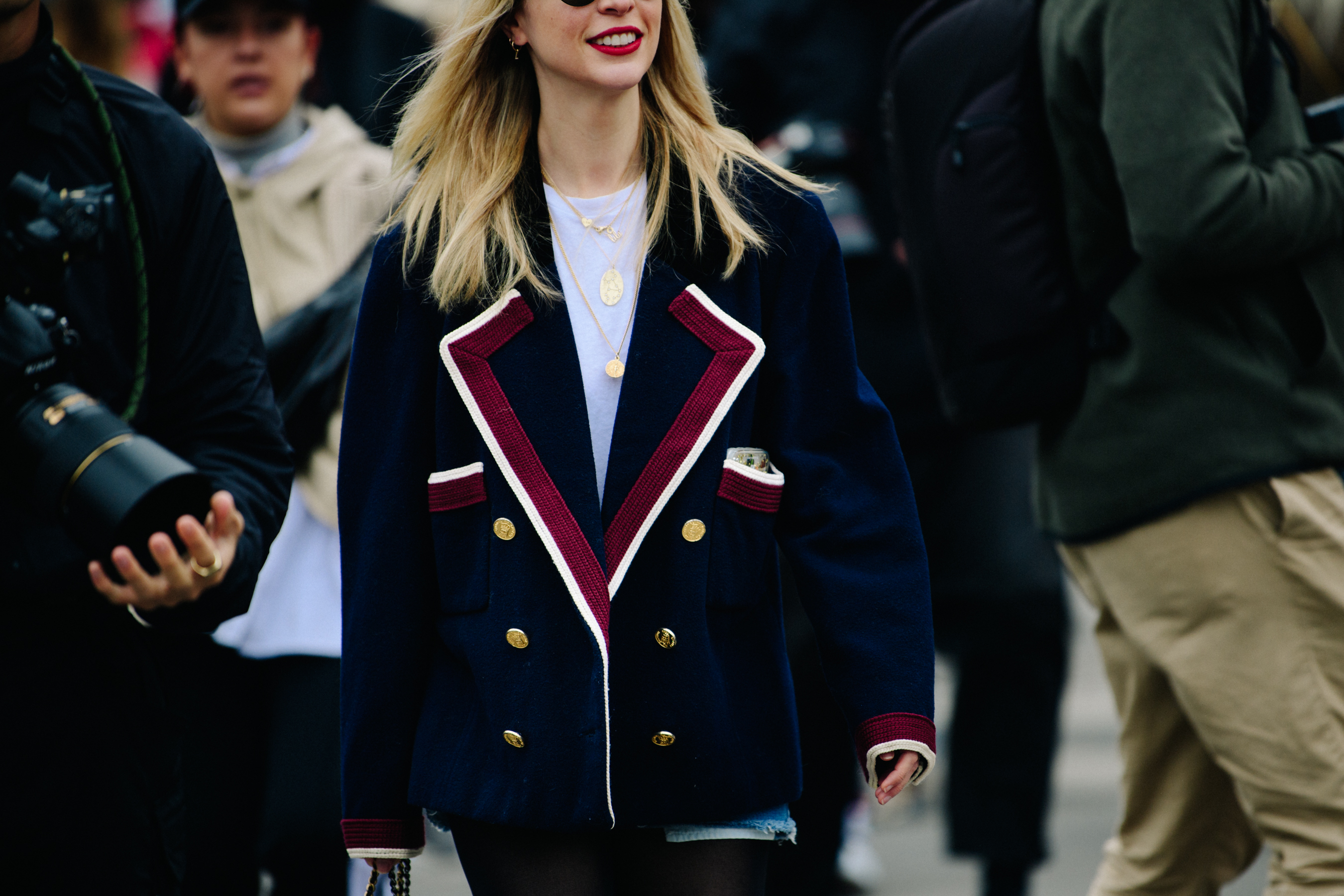 Woman wearing Chanel blazer