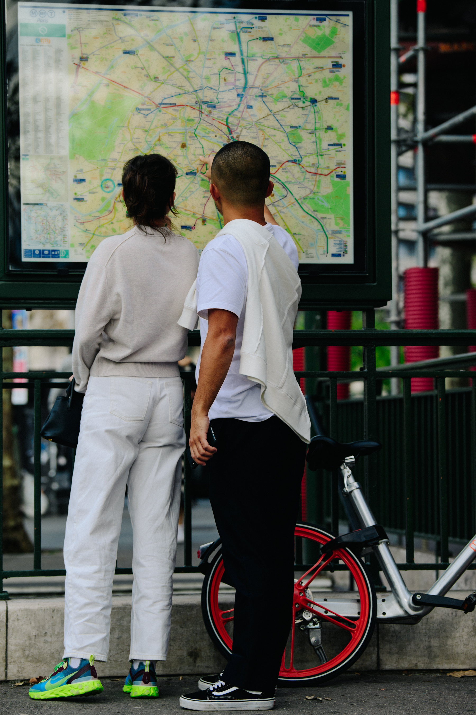 Couple wearing white outfits