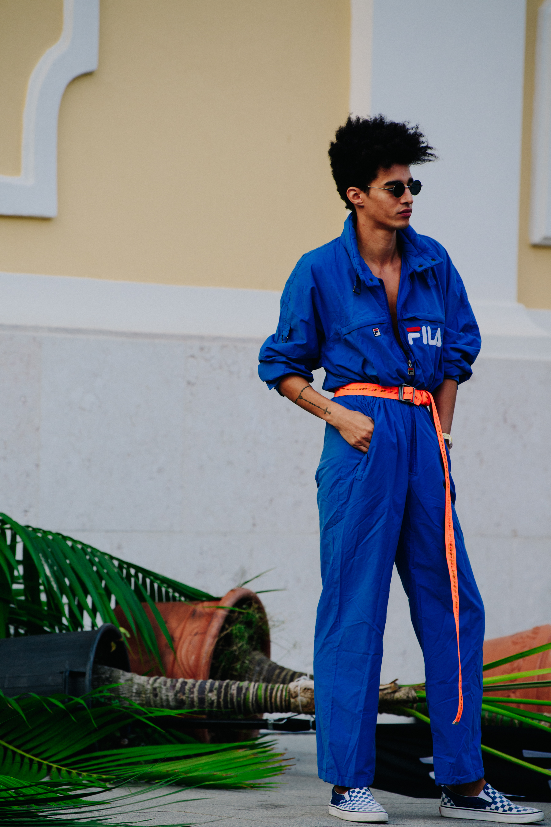 Man wearing Fila jumpsuit