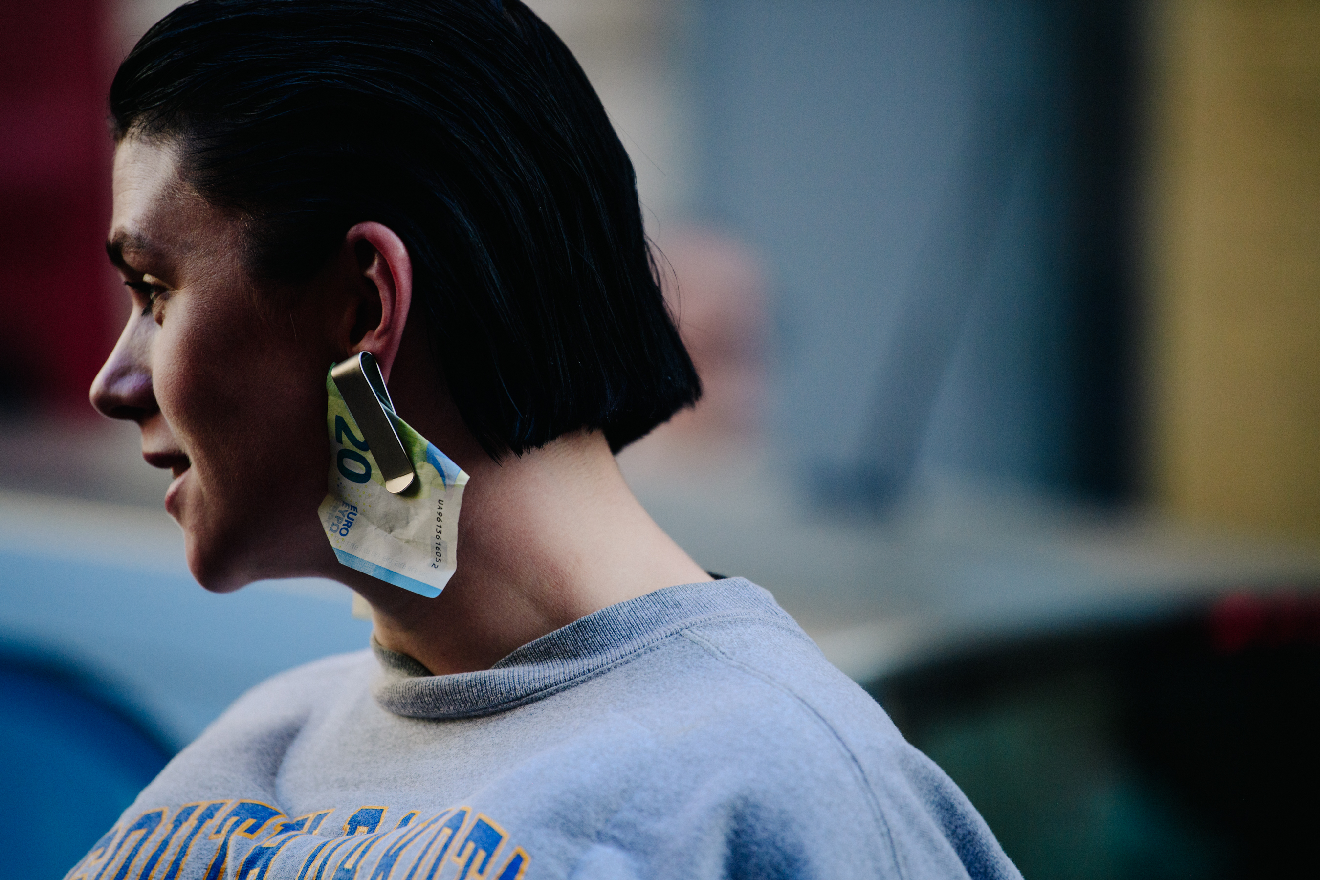 Norwegian woman wearing Michael Olestad earrings