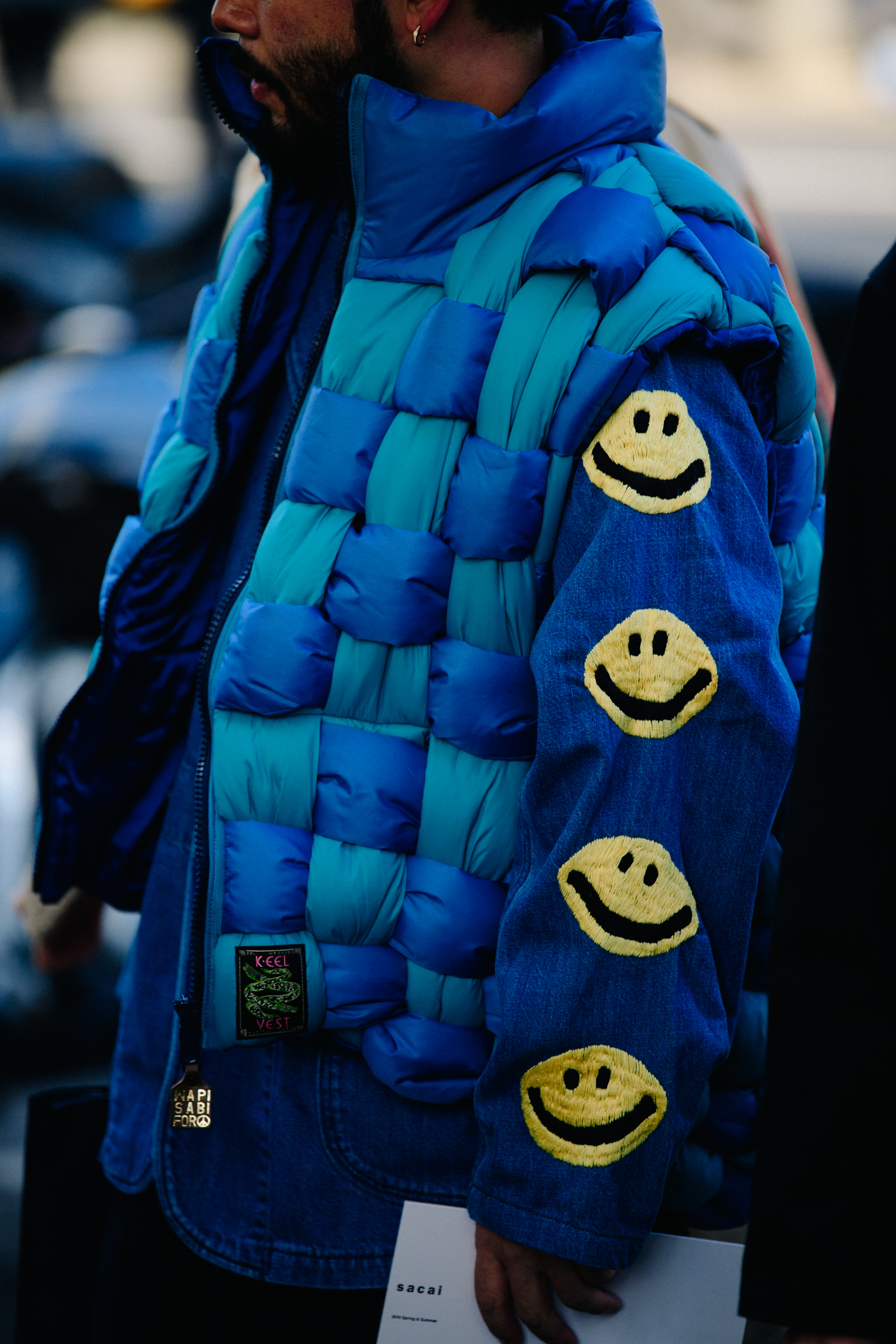 Man wearing blue jacket