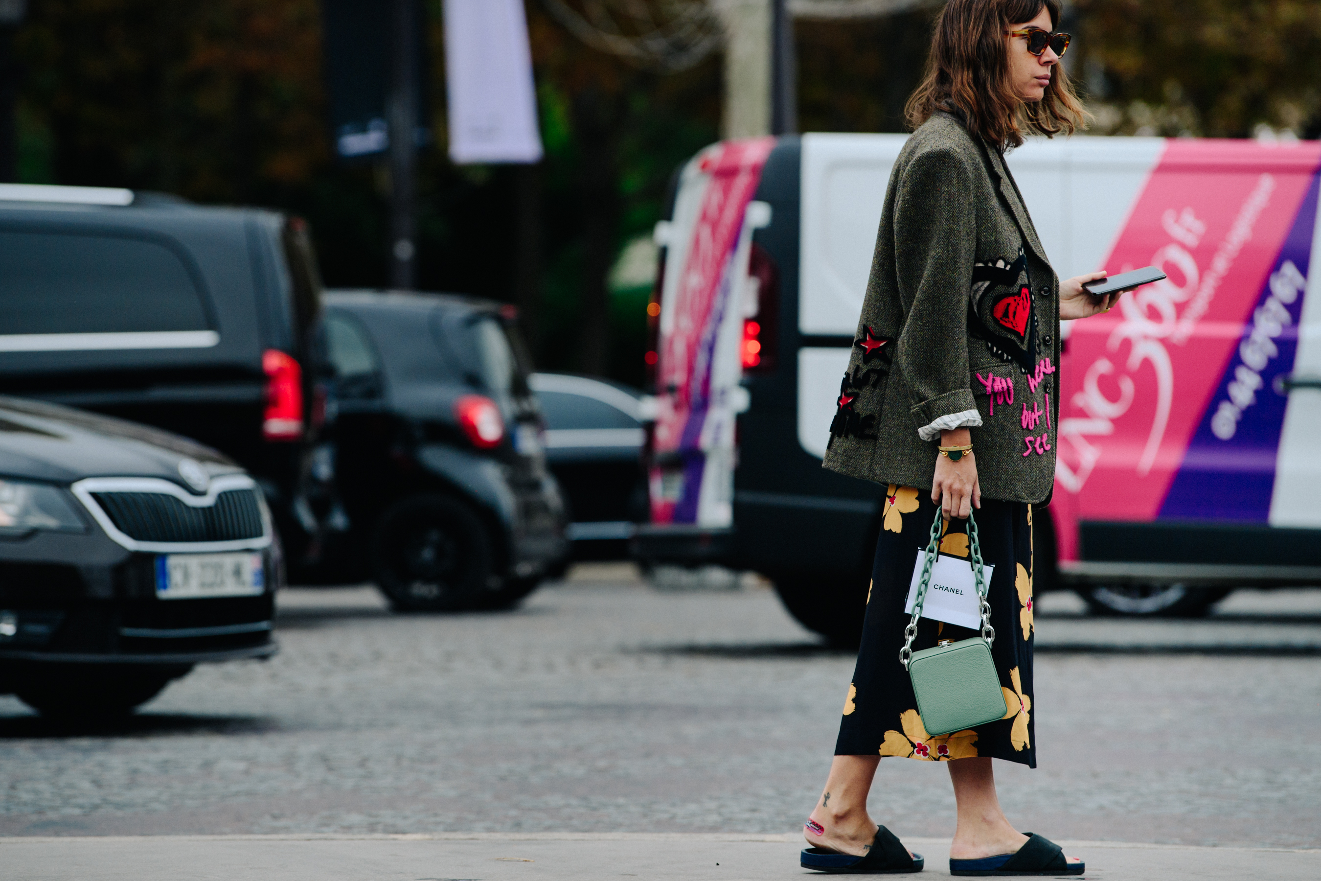 Woman wearing wool blazer