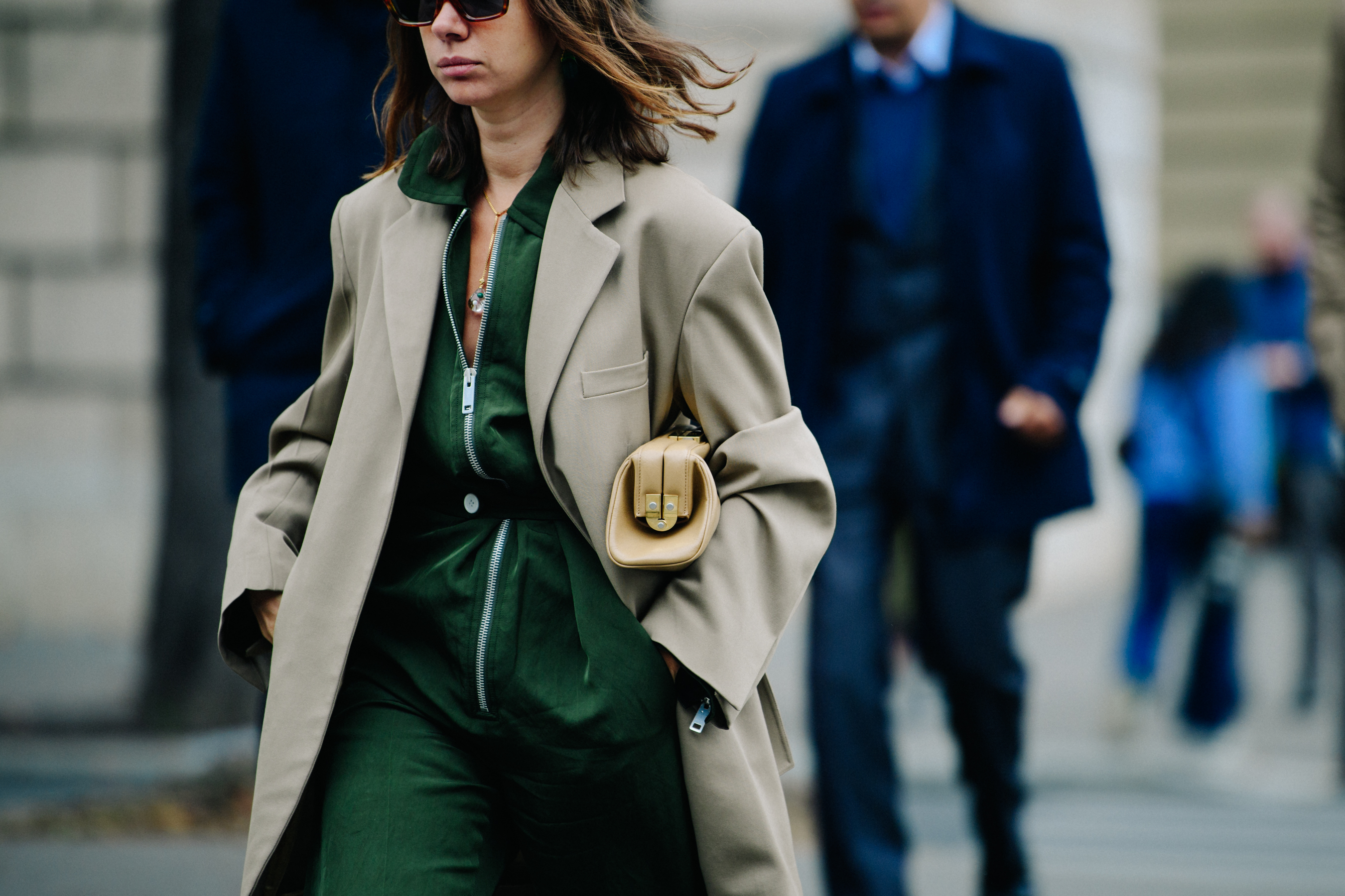 Russian woman wearing trench coat