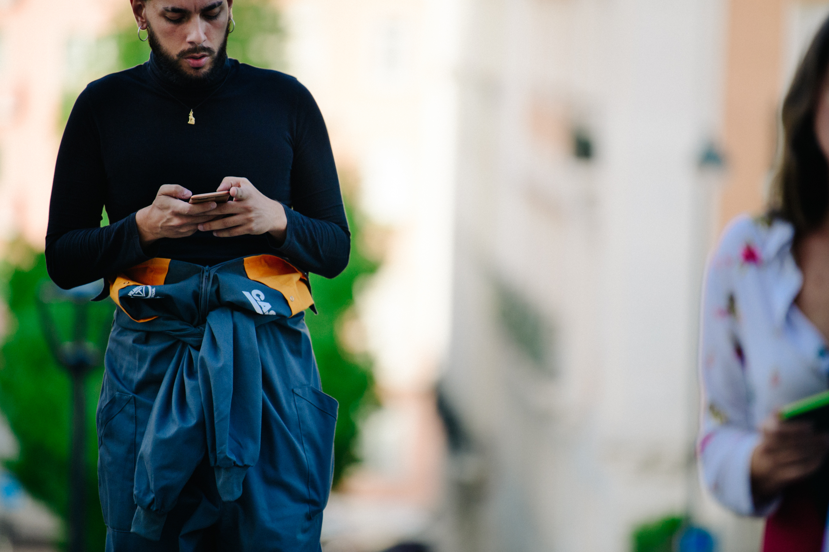 Man wearing engineers jumpsuit