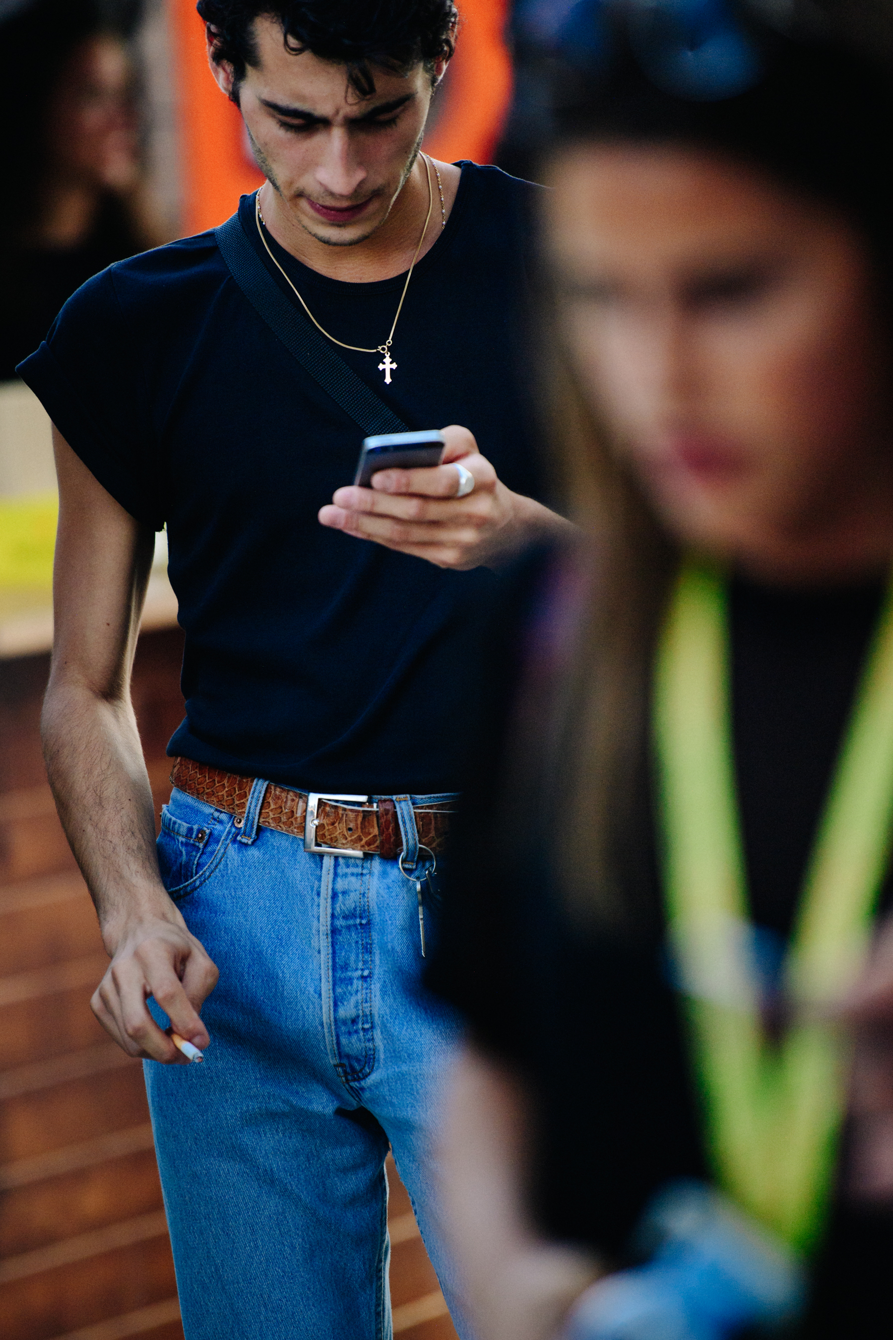Man wearing denim jeans
