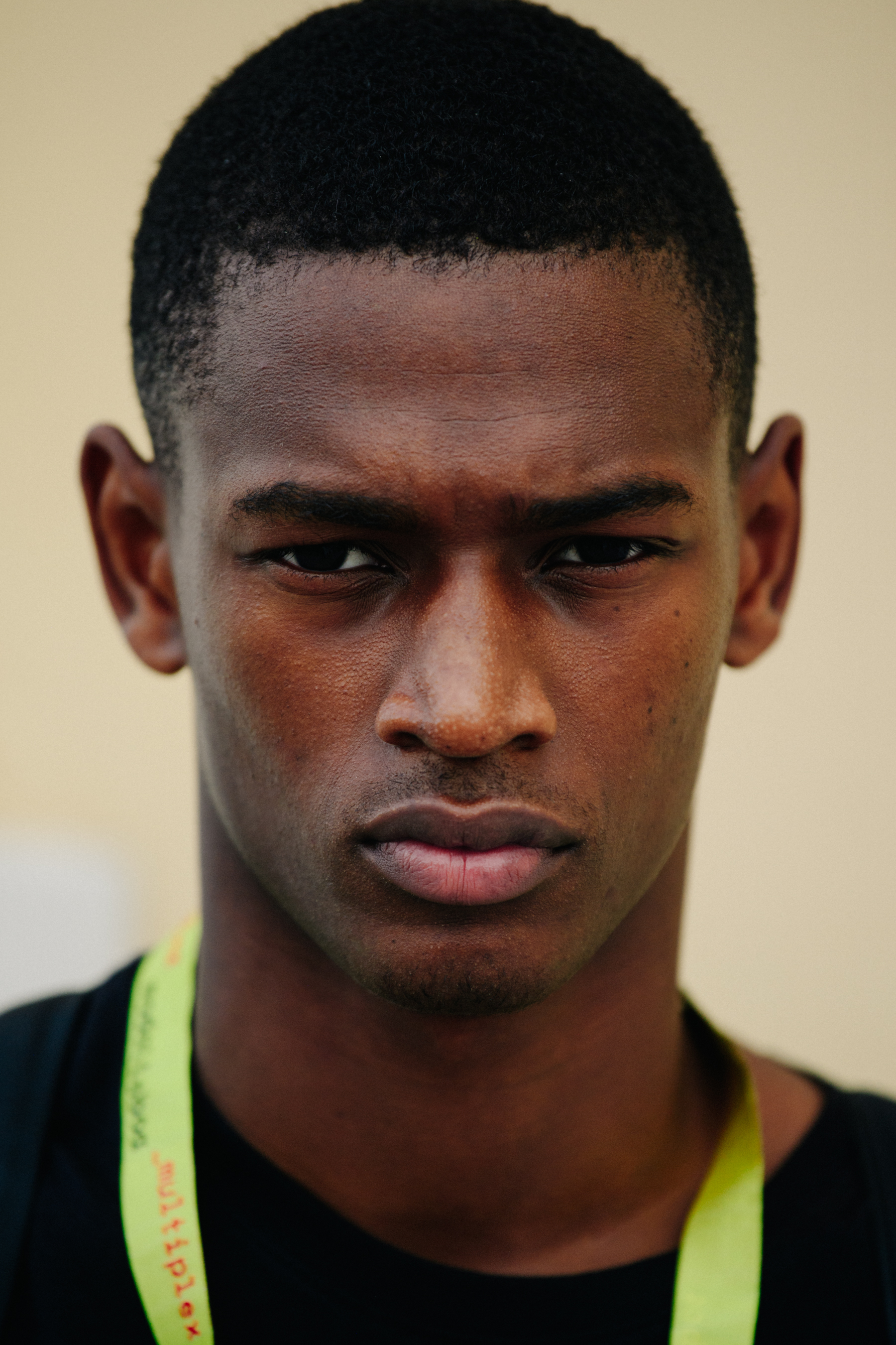 Portrait of model with short buzzed hair