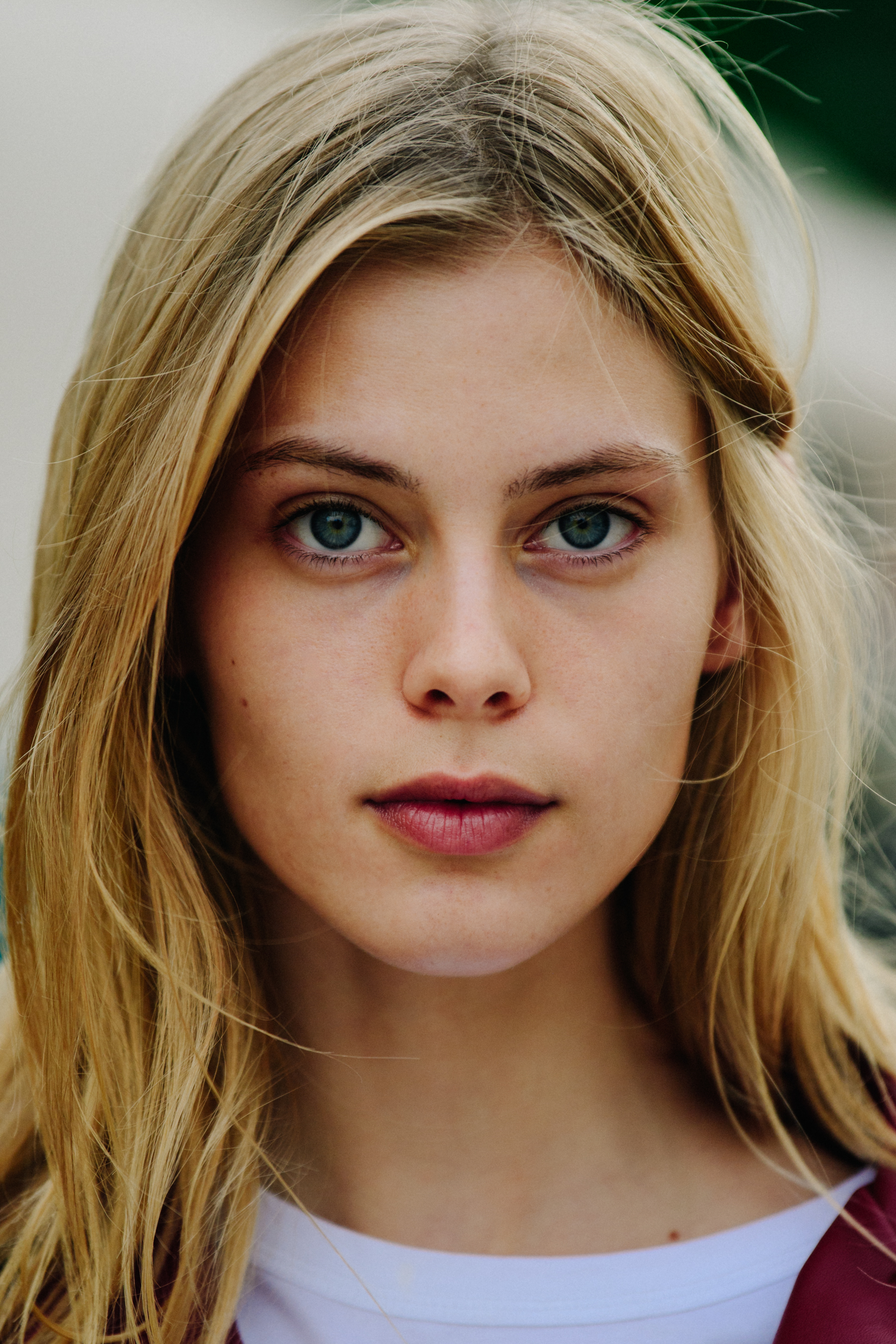 Portrait of model with long blonde hair