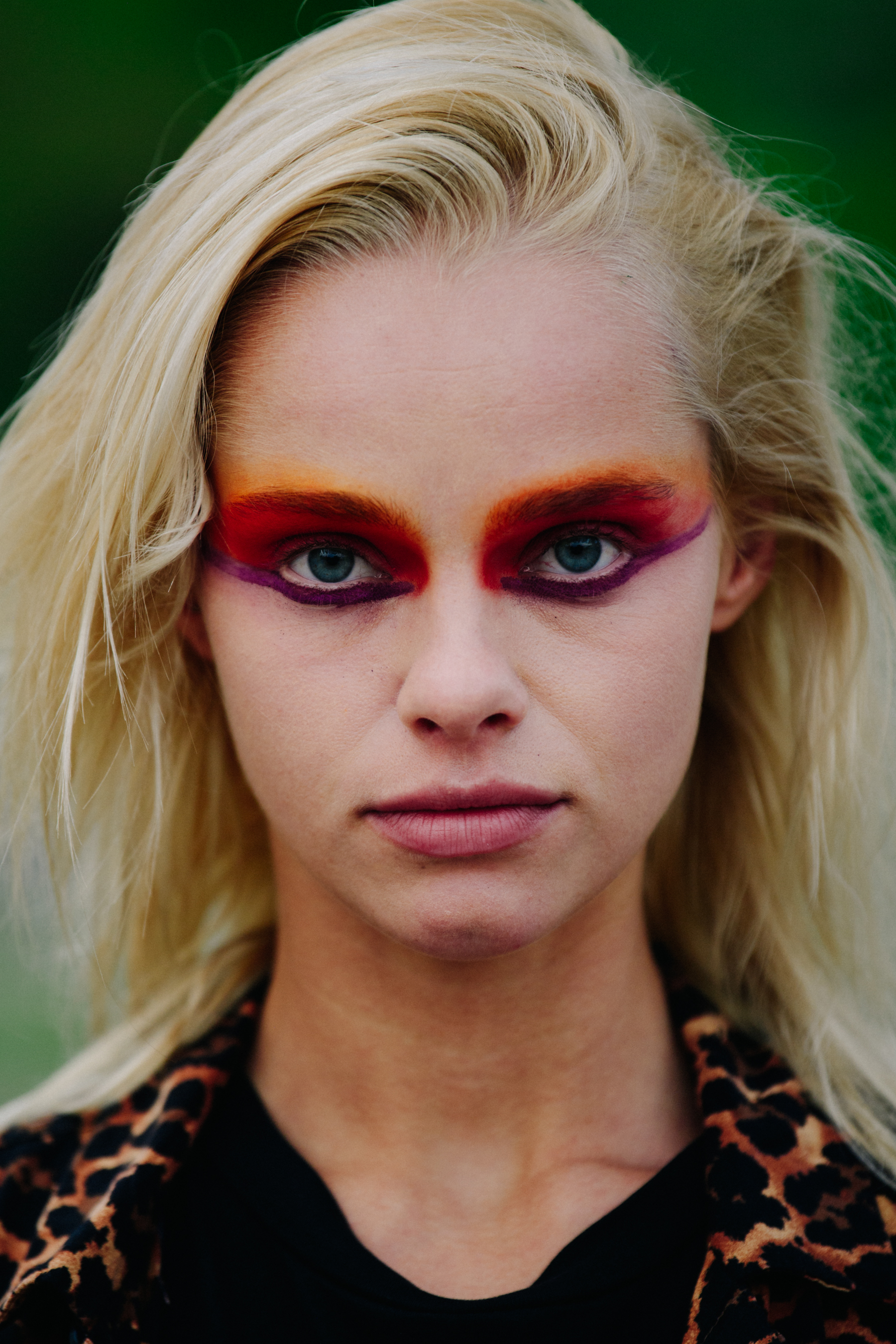 Portrait of model with colourful eye makeup