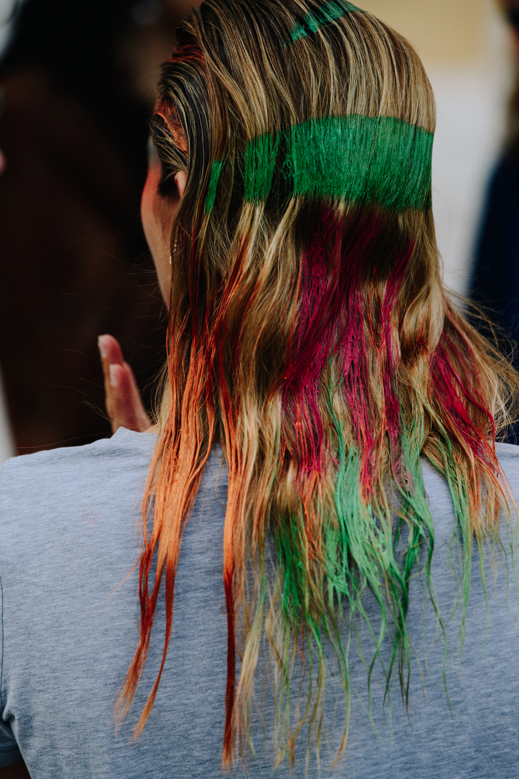 Model with colourful hair