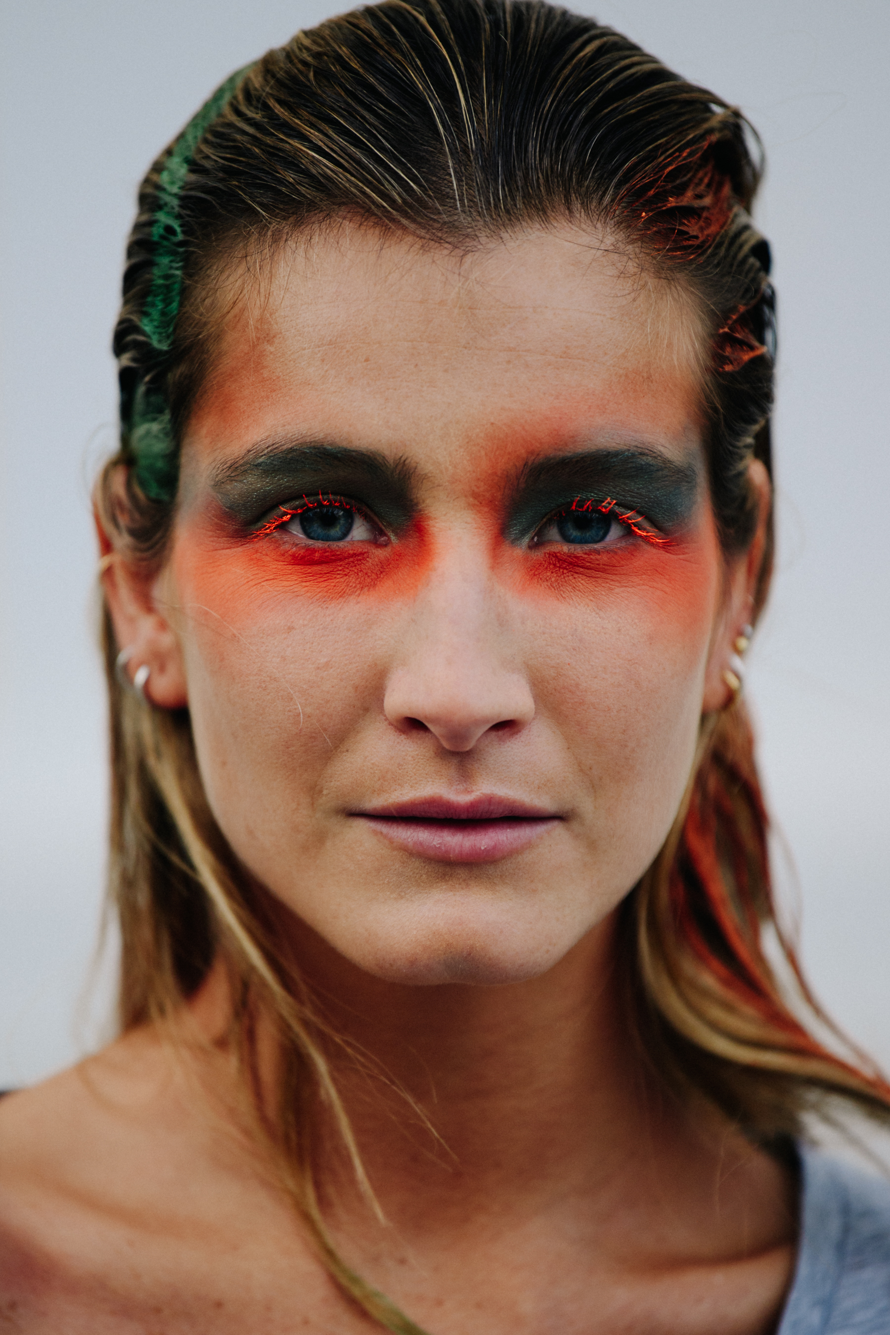 Portrait of model with colourful eye makeup