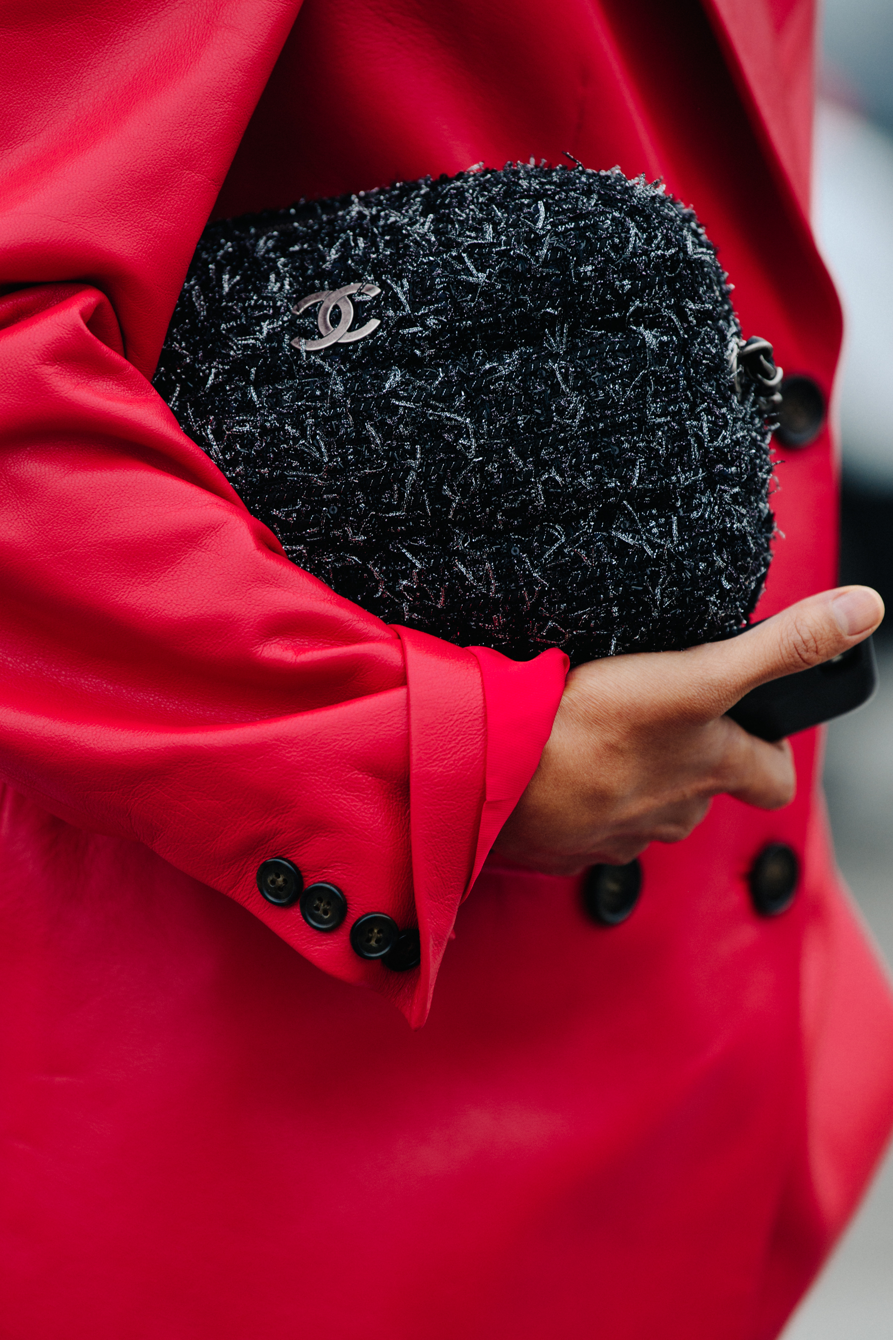 Woman wearing red suit