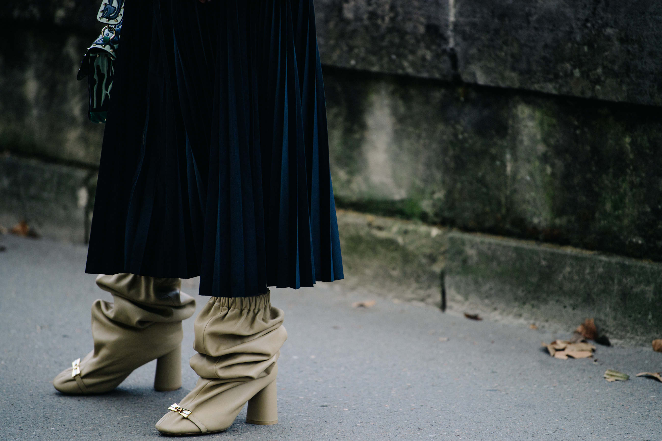 Woman wearing tan heels