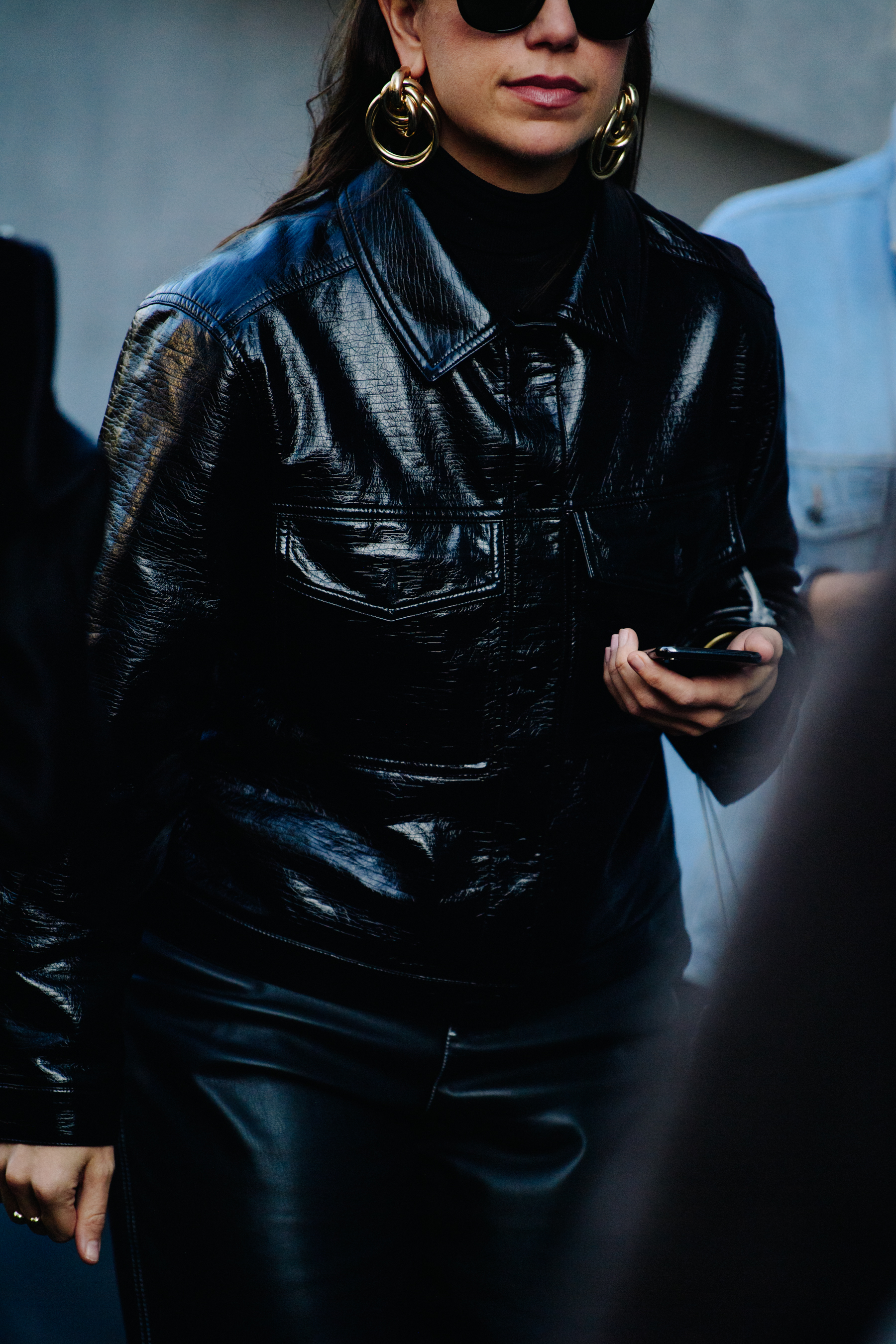 Woman wearing black jacket