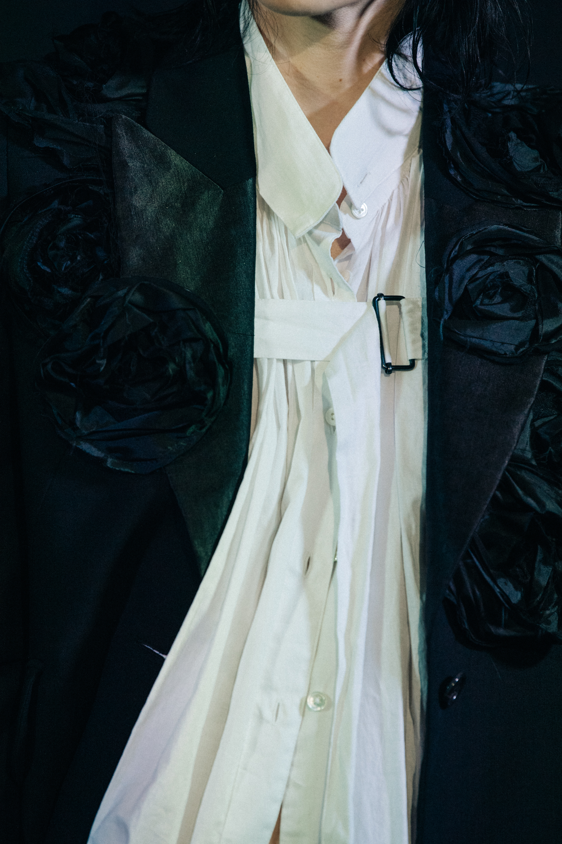 Model wearing white outfit at Ann Demeulemeester