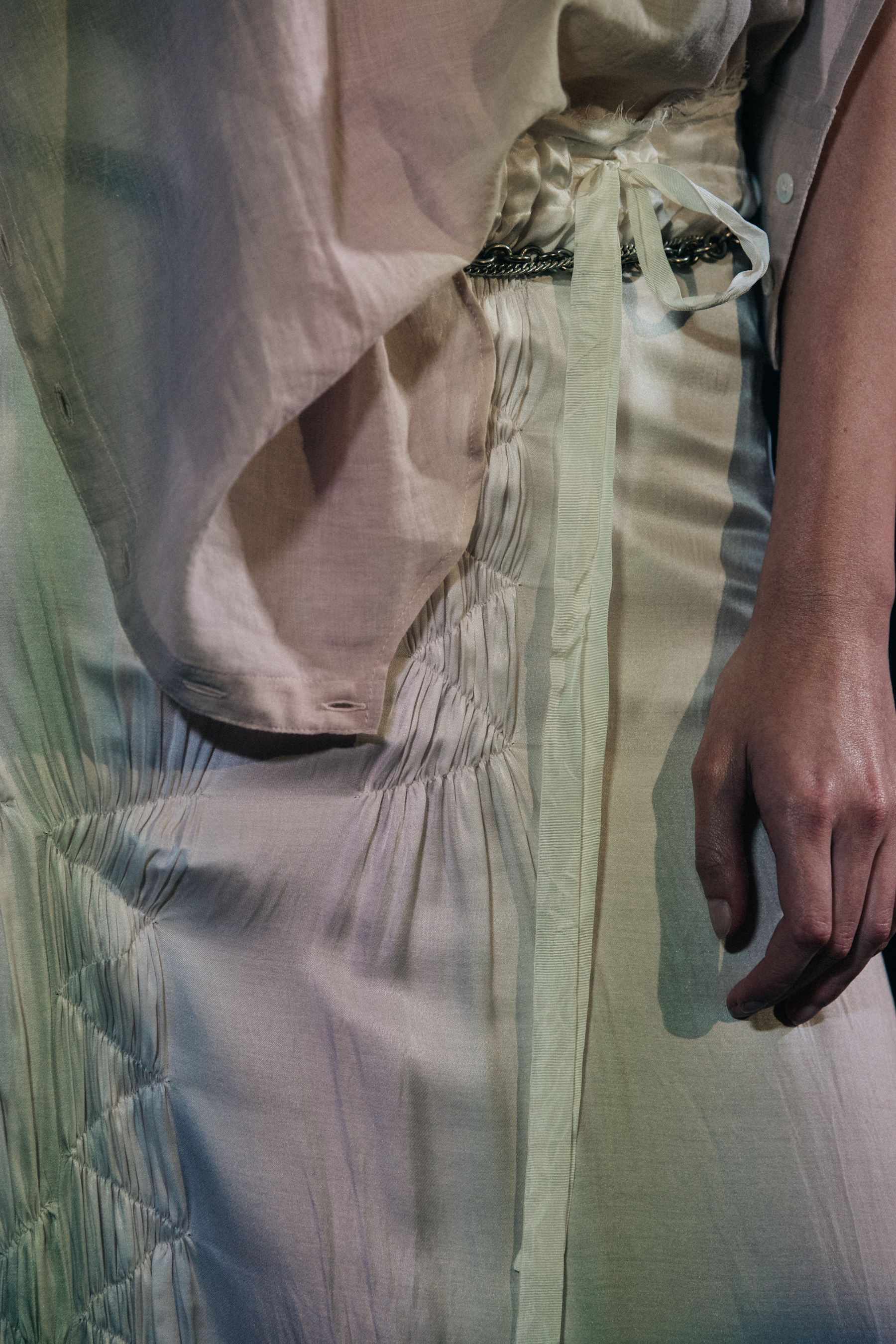 Model wearing white outfit at Ann Demeulemeester
