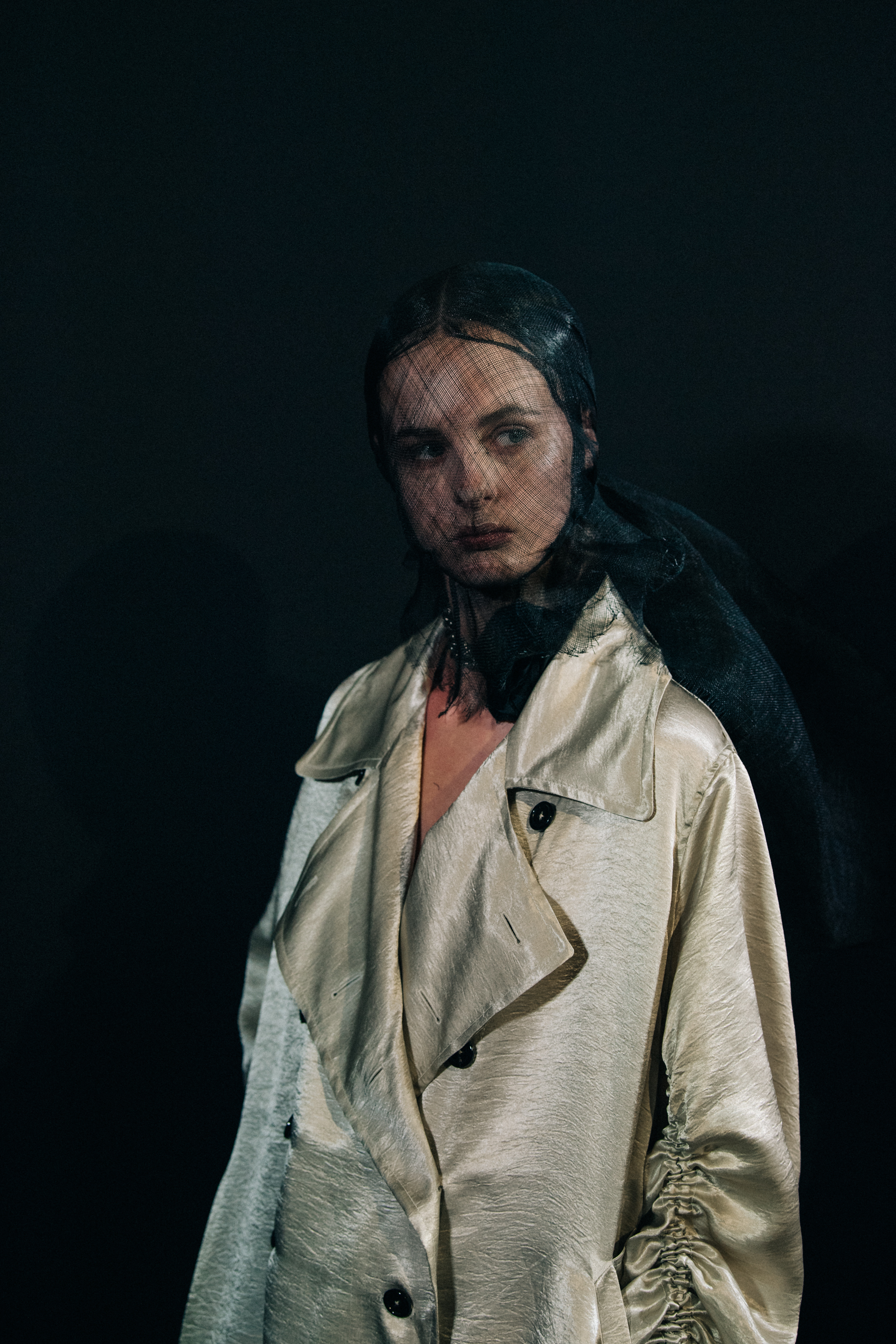 Models wearing veils at Ann Demeulemeester