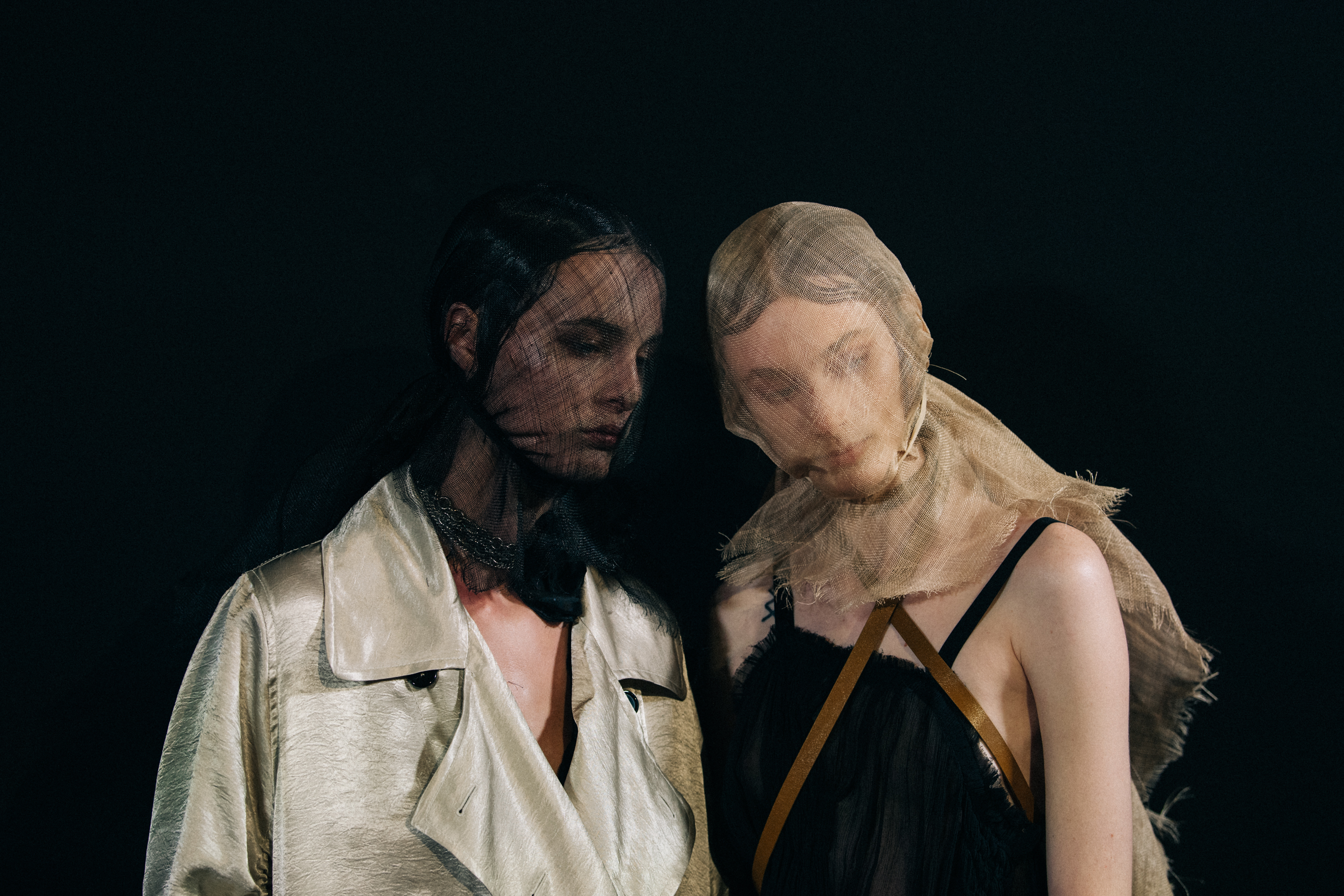 Models wearing veils at Ann Demeulemeester