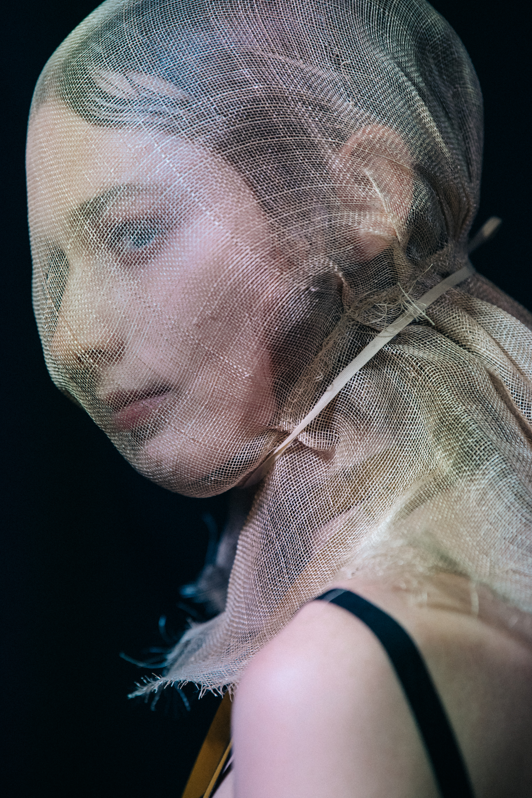Models wearing veils at Ann Demeulemeester