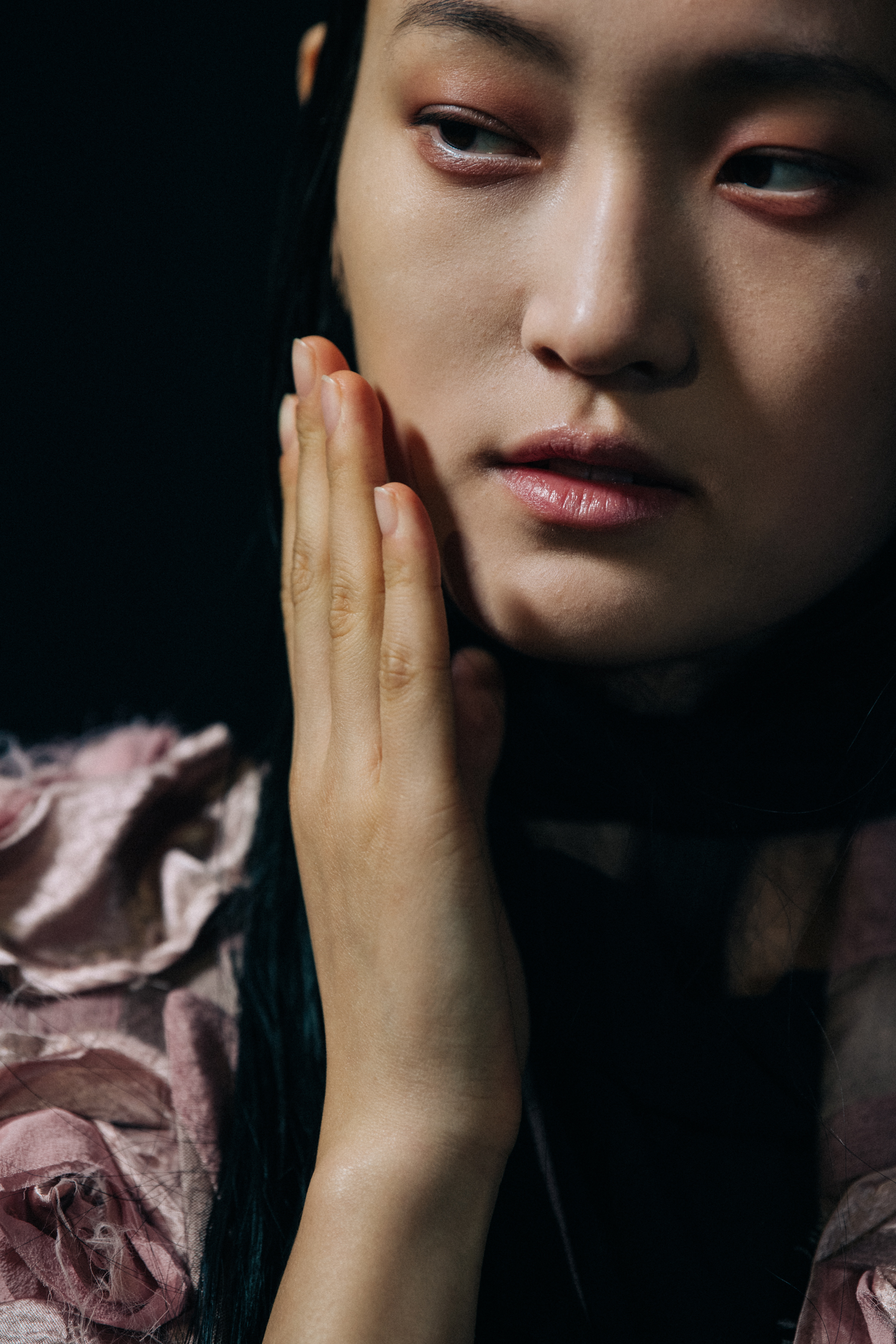 Model wearing pink at Ann Demeulemeester