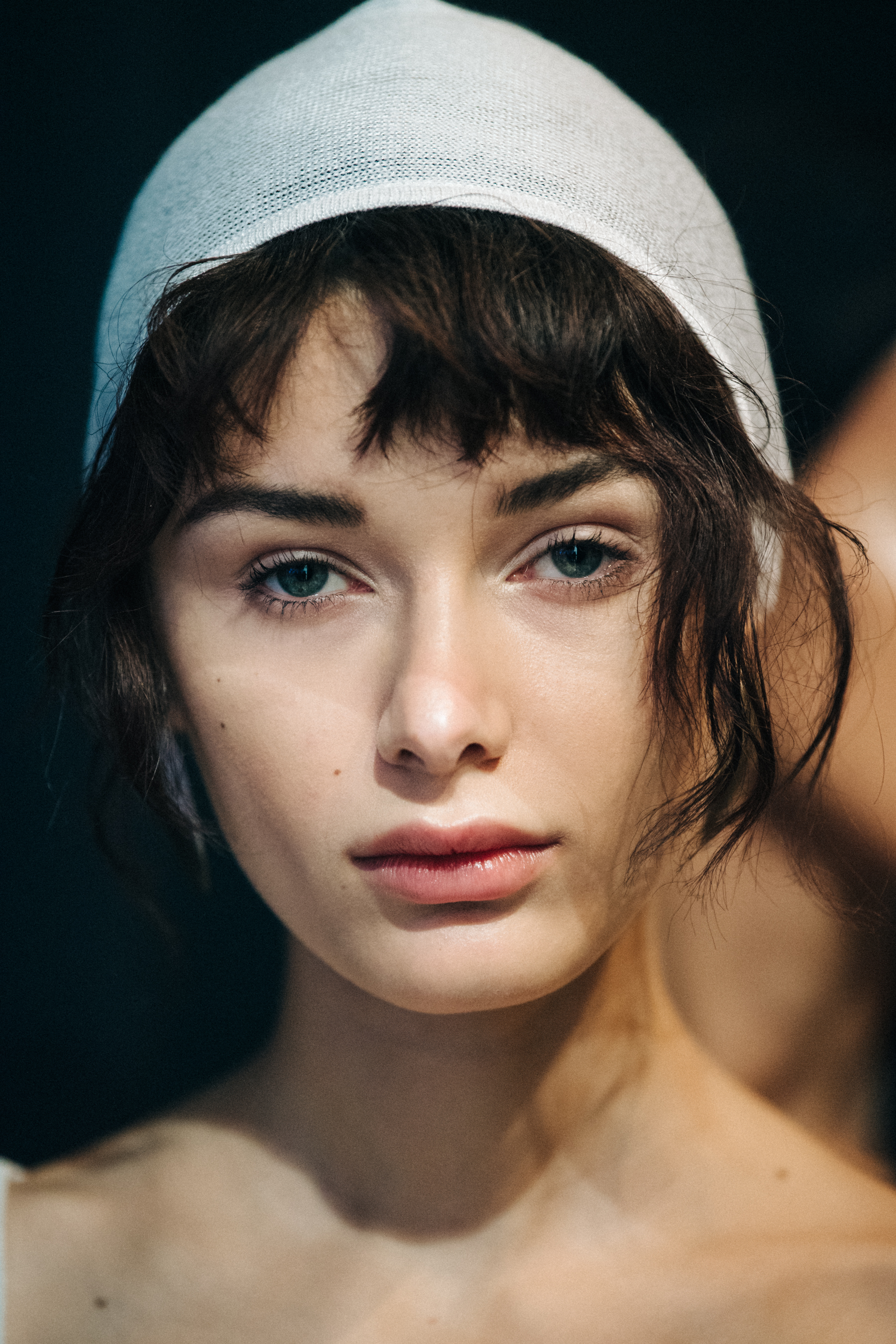 Portrait of model wearing headscarf