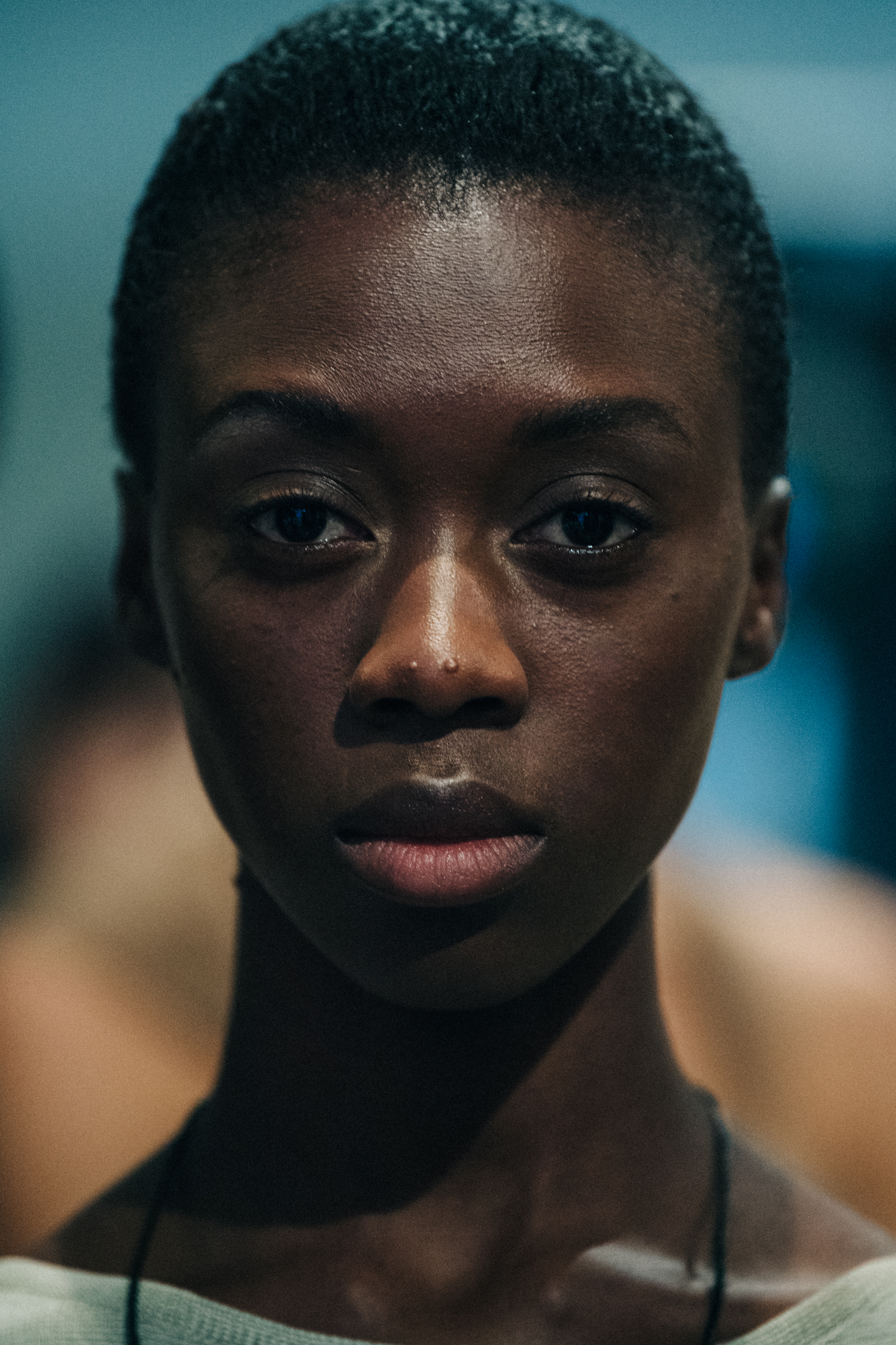 Portrait of model with short hair